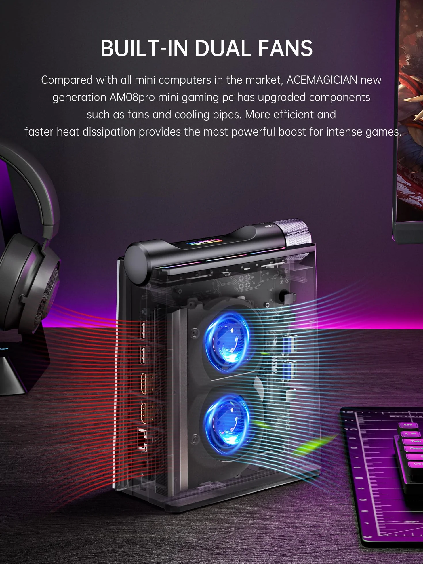 ACEMAGICIAN Mini PC AMD Ryzen 9 6900HX 16 Go DDR5 512 Go SSD AMD Radeon RX 680M WiFi 6