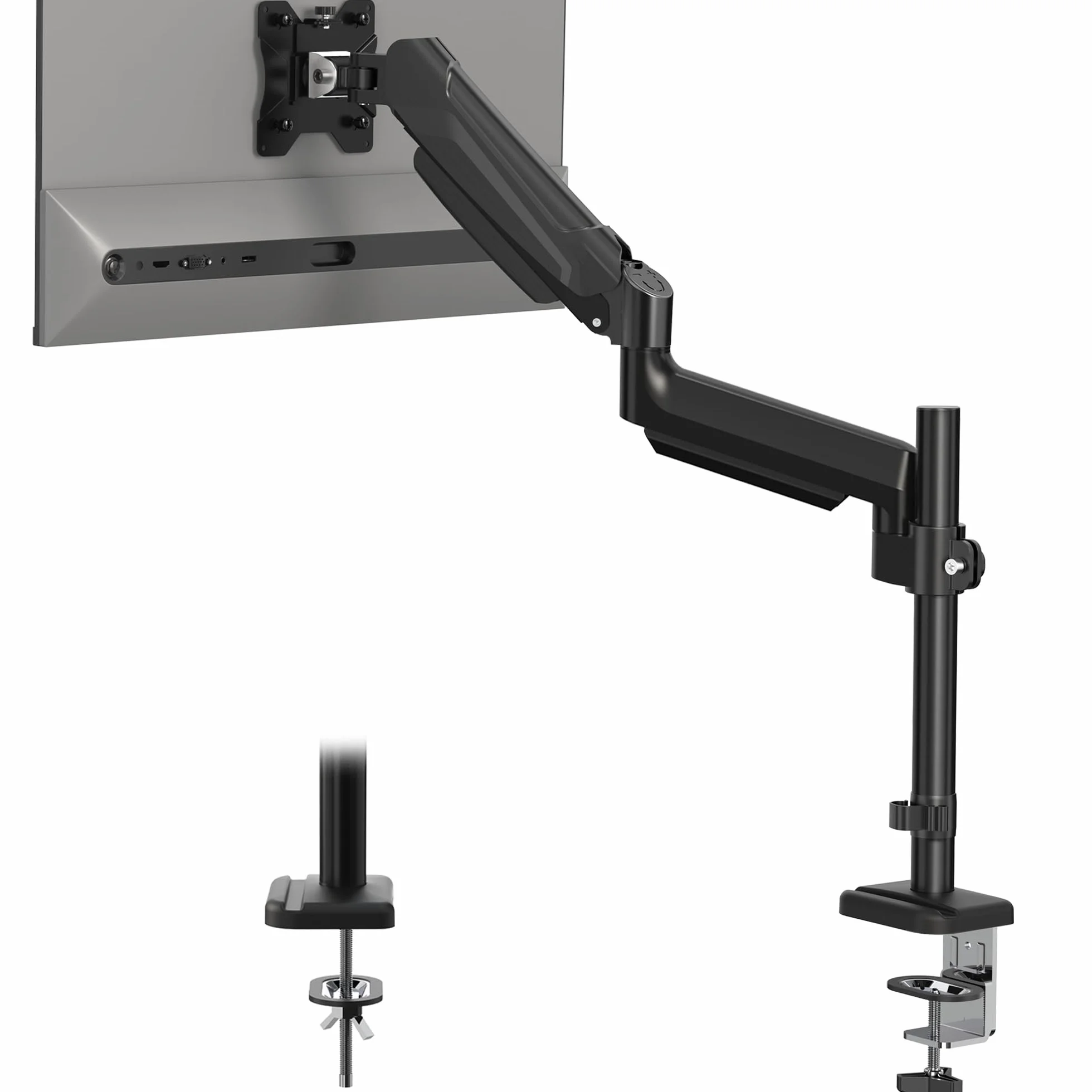 BONTEC Bras Support Ecran PC 13-34 Pouces Réglable Hauteur Rotation 360° VESA 75/100mm Ressort à Gaz 3-9kg