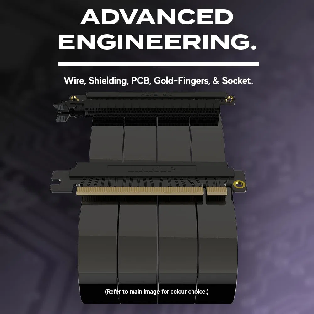 LINKUP - AVA5 Câble Riser PCIE 5.0 | Prêt pour RTX5090 RX9070 GPU | Vitesse x16 128Go/s | Compatible avec PCIe 4.0 | Conçu pour boîtier Mini ITX | Double Inversion, Noir 20cm (Longueur totale 22cm)