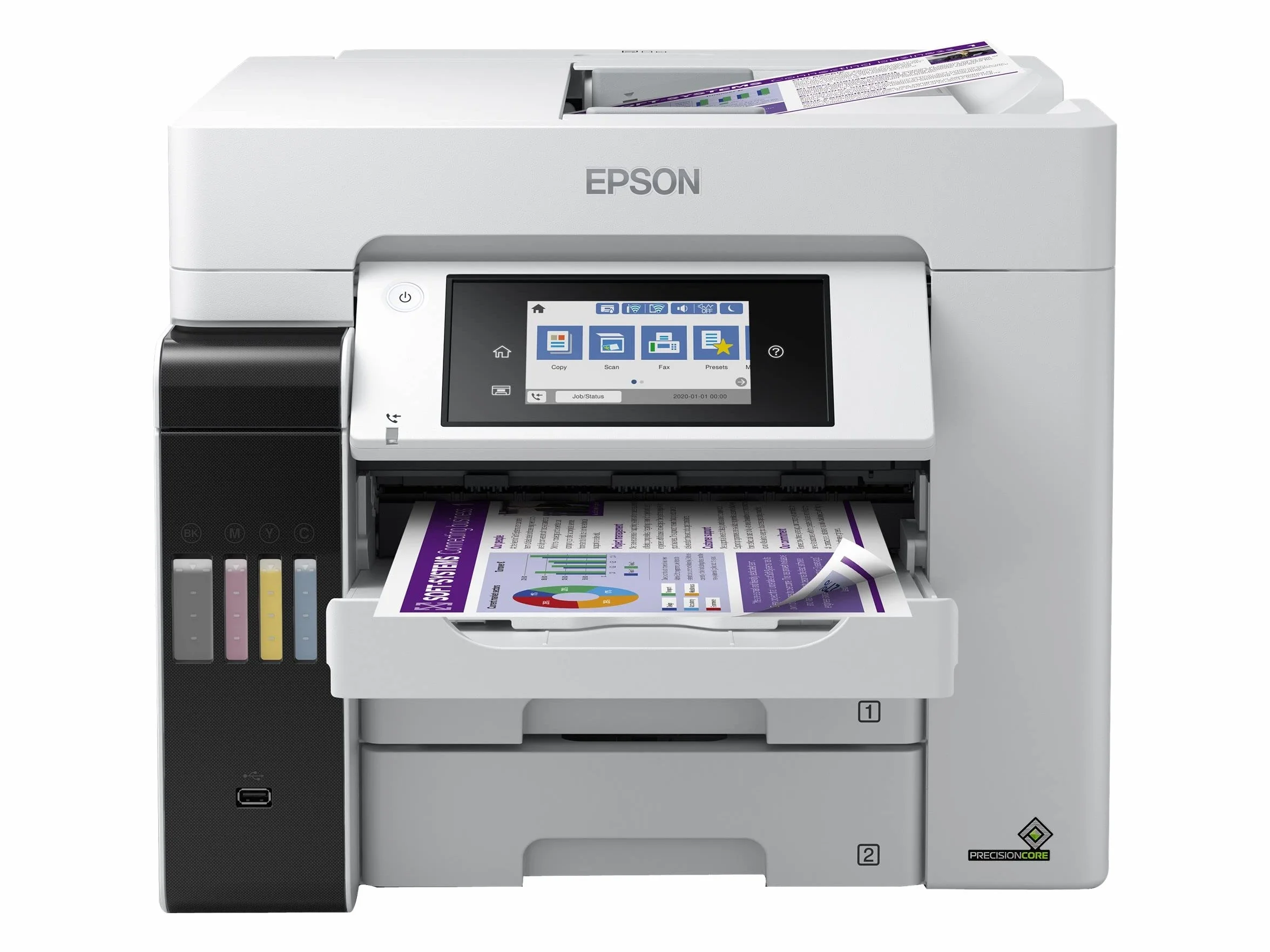 EPSON ET-5880 EcoTank Imprimante Multifonction Jet d'encre USB LAN Wi-Fi Blanc Noir