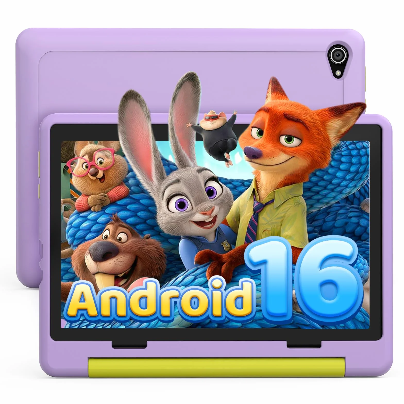Tablette Enfants 10 Pouces Android 16, 24Go+64Go Extensible 1To, 6000mAh, WiFi 6, BT 5.4, Violette