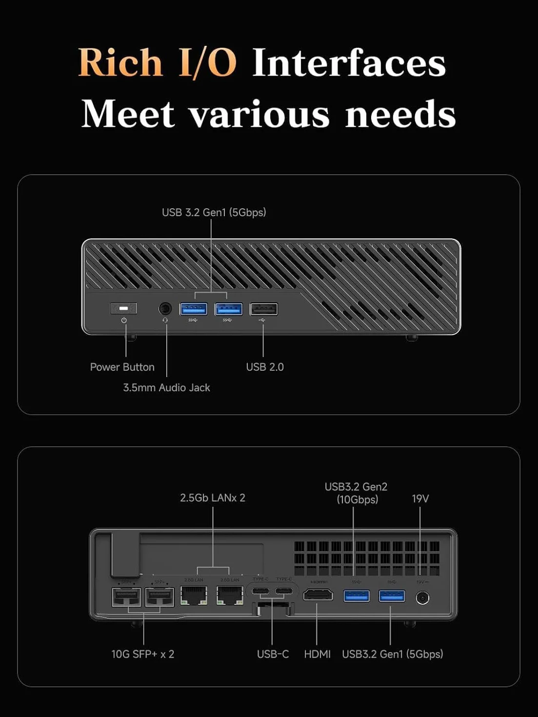MINIS FORUM MS-A2 Mini PC, AMD Ryzen 9 9955HX, 32 Go DDR5, SSD 1 To, PCIe x16, HDMI, 2× USB-C 8K 60 Hz, 2× SFP+ 10G, 2× LAN 2,5 GbE, 3× SSD M.2