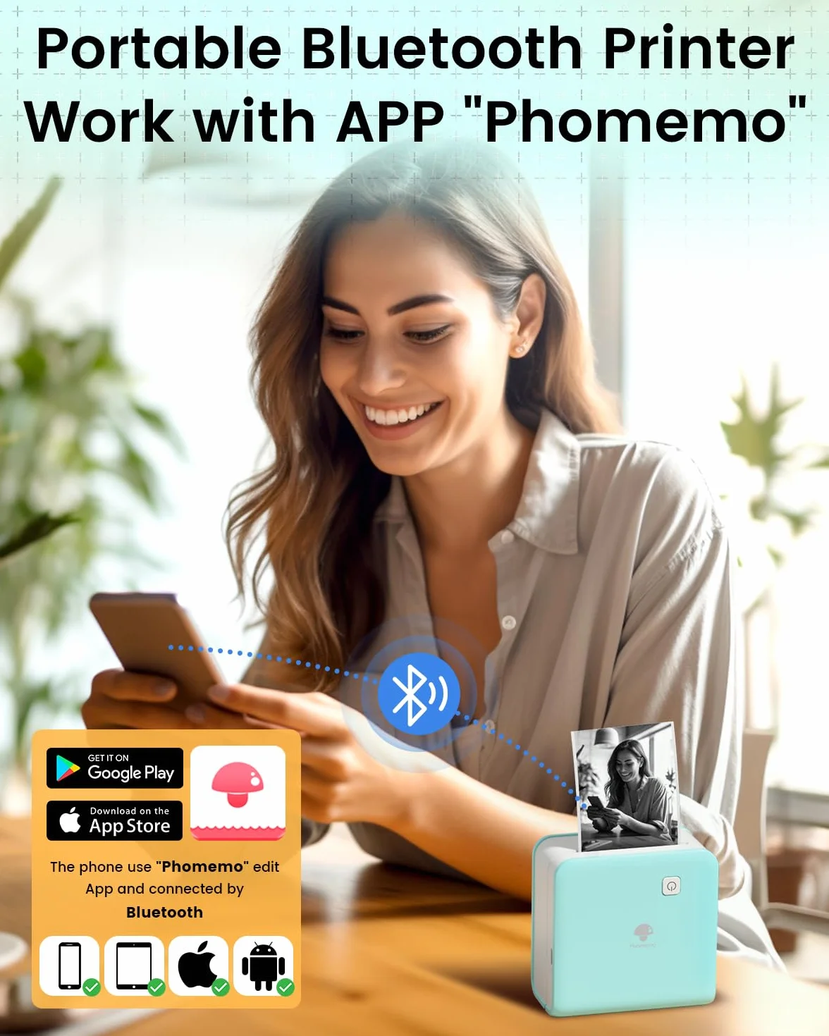 Phomemo M02 Pro Imprimante Portable Thermique 300 DPI Bluetooth Vert