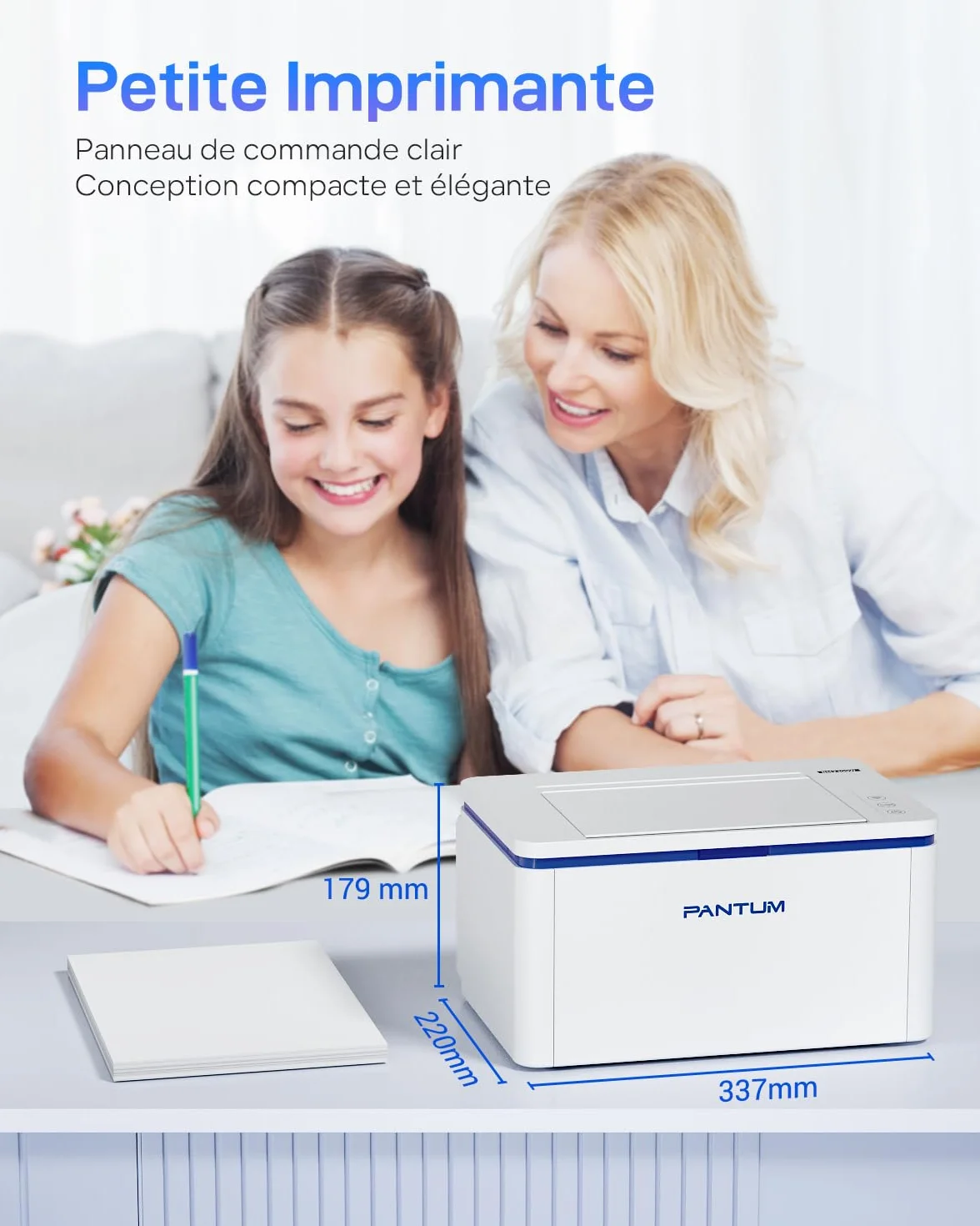 PANTUM BP2309W Imprimante Laser WiFi Noir et Blanc, 20 Pages/Minute, Recto-Verso Manuel, Airprint Mopria