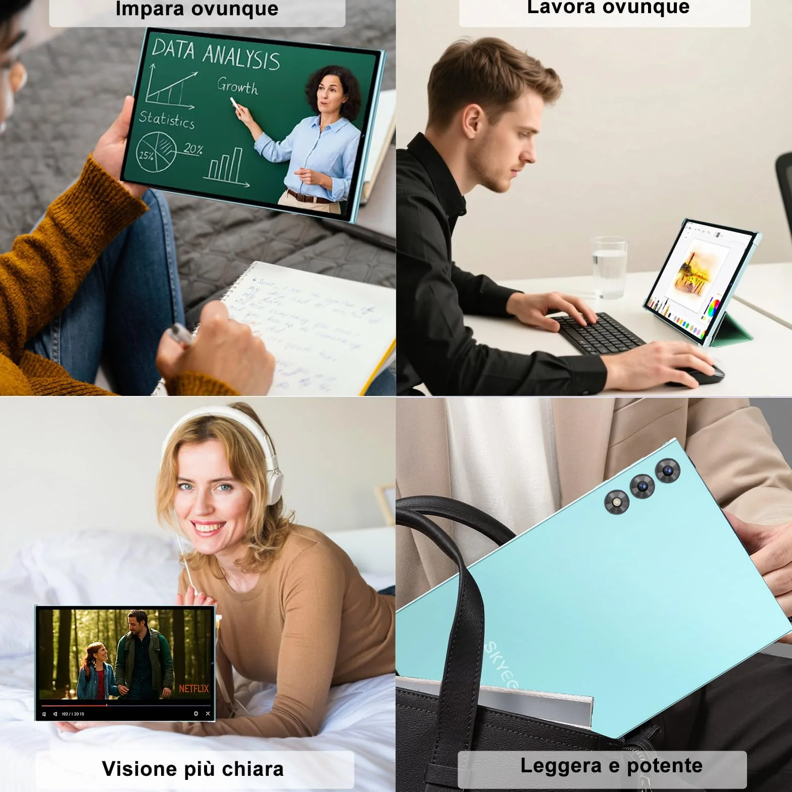 Tablette 10 pouces Android 15 Gemini AI 30 Go RAM 128 Go ROM 2 To extension WiFi 6 Widevine L1 octa-core 8000 mAh BT 5.0 Clavier Souris Corps métallique Vert