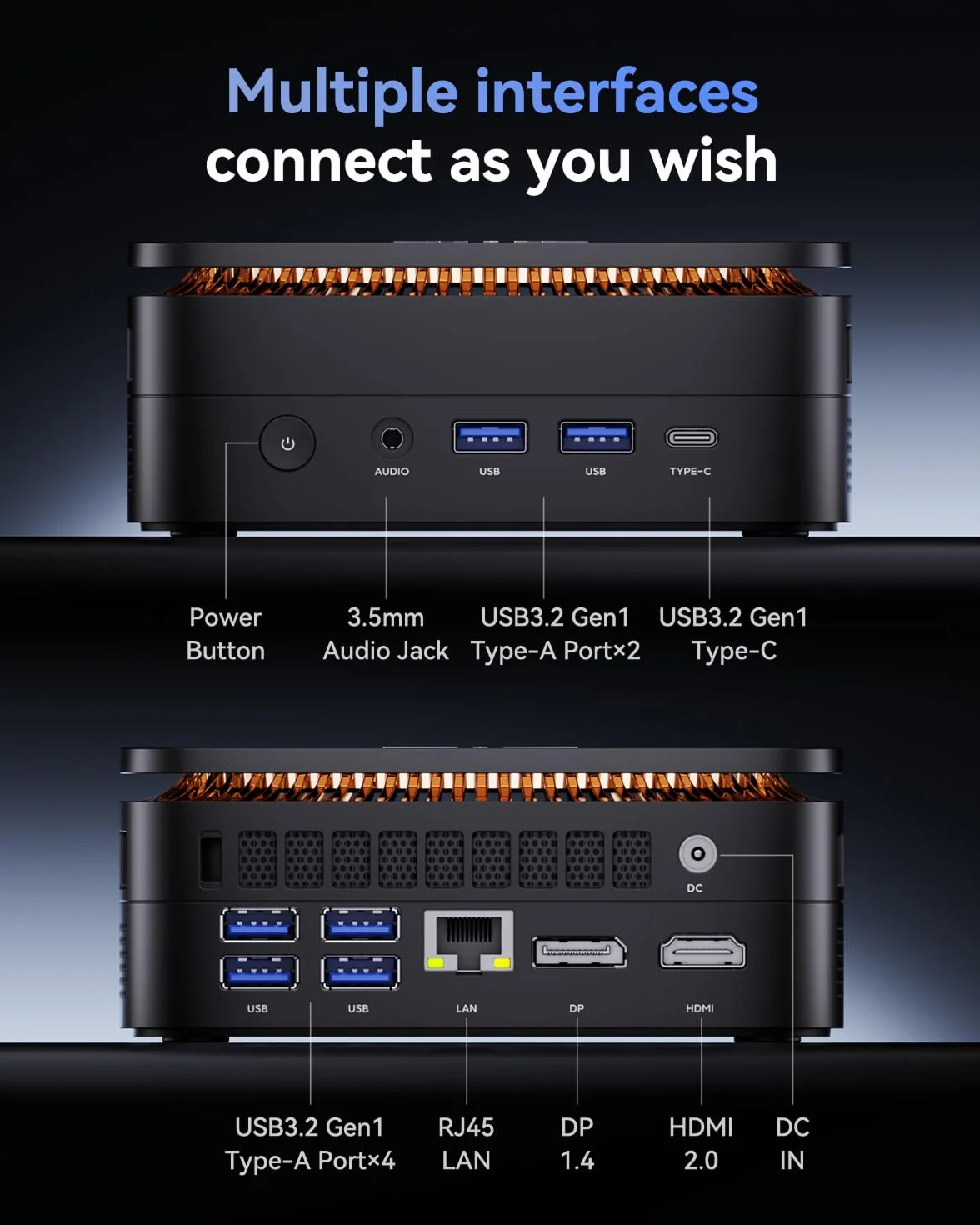 NiPoGi Pinova P1 Mini PC AMD Ryzen Embedded R2544 16Go DDR4 256Go SSD 4K UHD Triple Display Wi-Fi5 BT4.2 RJ45