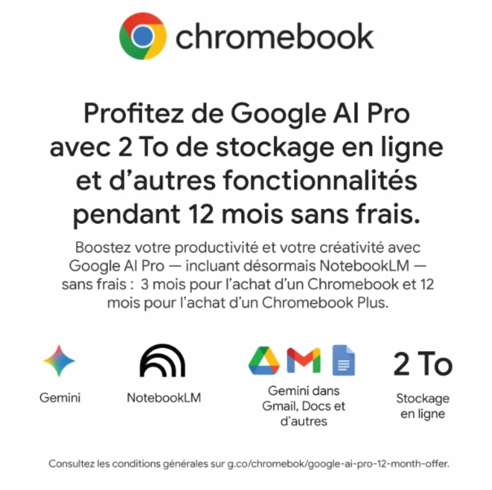 Acer Chromebook Plus 514 PC Portable 14" LCD Intel Core 3 N355 8 Go RAM 128 Go eMMC ChromeOS Clavier FR AZERTY Gris CB514-6H-35T7