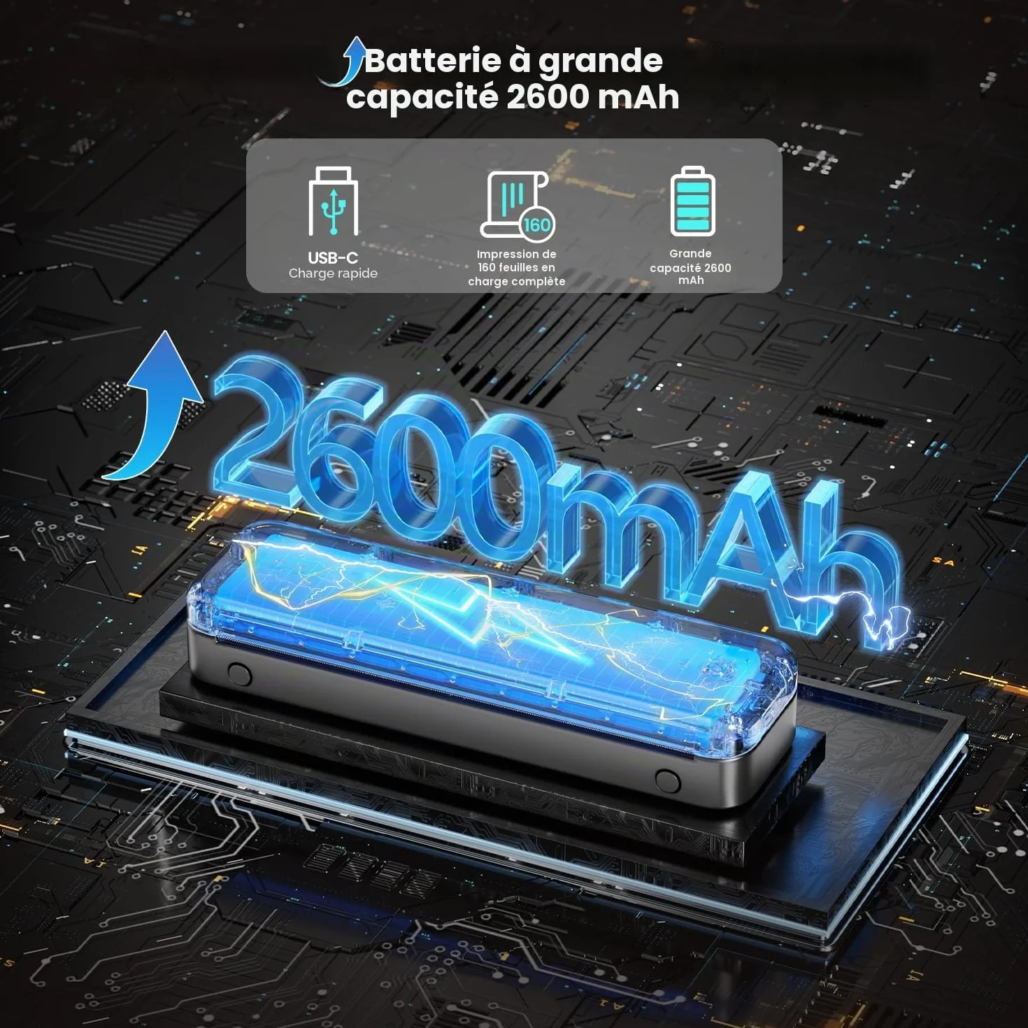 Phomemo M834 Imprimante Thermique A4 sans Encre Bluetooth USB Portable avec Mallette et Papier Noir