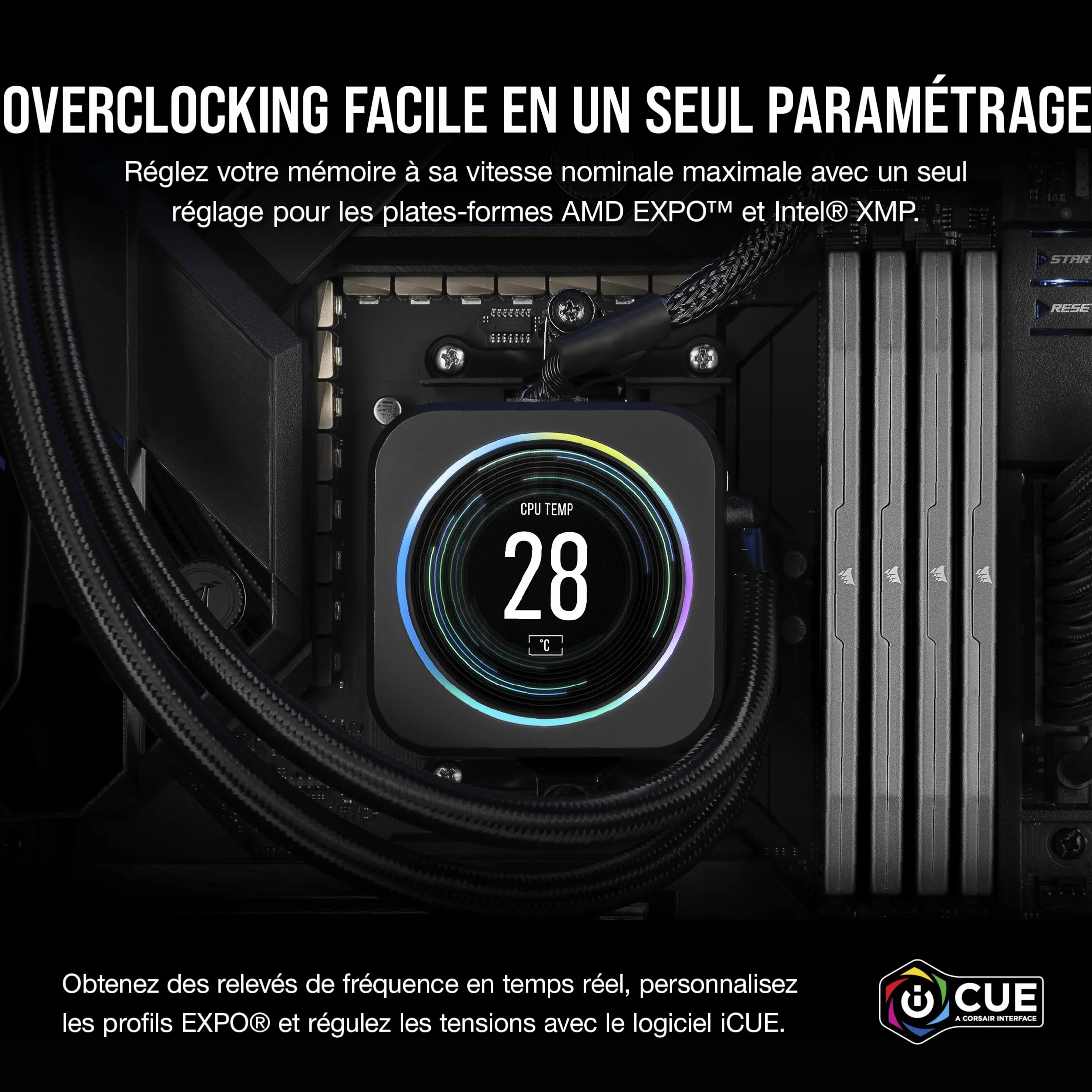 CORSAIR Vengeance DDR5 32Go (2x16Go) 6000MHz CL36 AMD Expo Intel XMP iCUE Mémoire Gris CMK32GX5M2E6000Z36