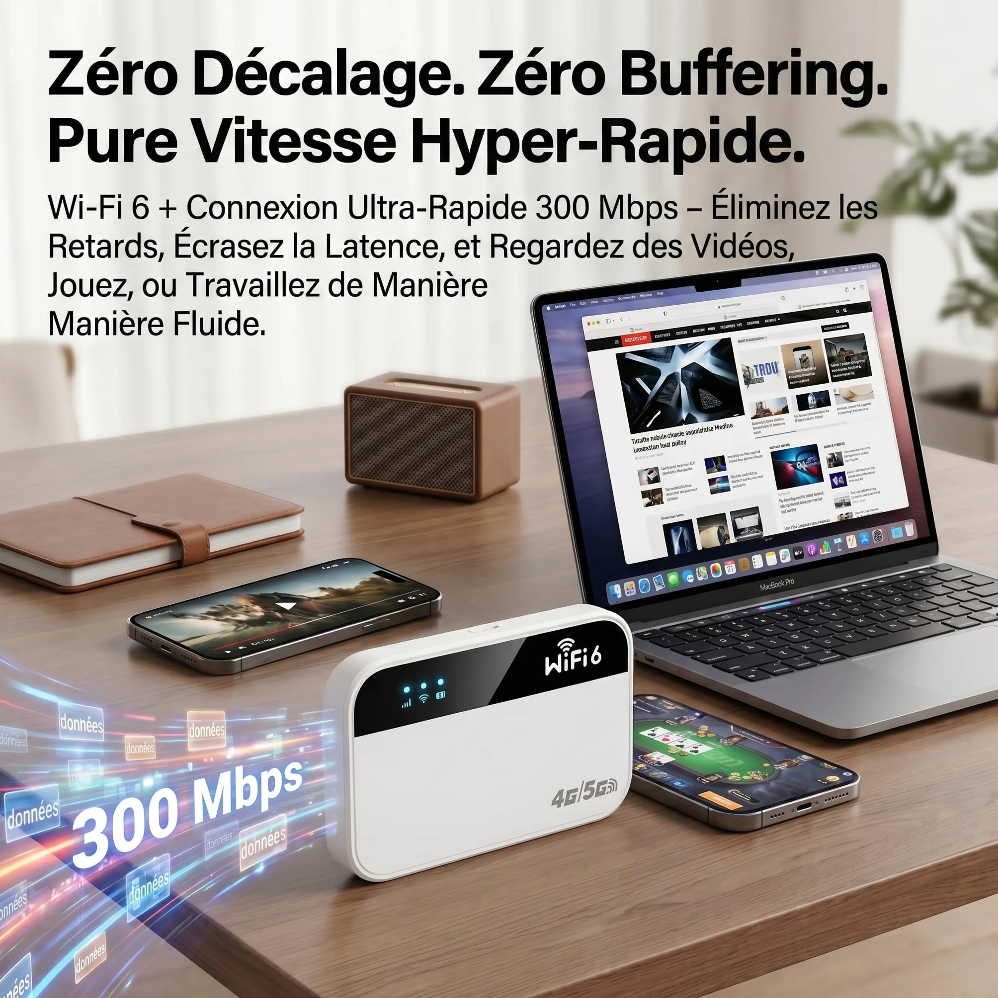 Routeur 5G Portable WiFi 6 avec Slot SIM Déverrouillé – Modem 5G M2, Jusqu’à 28 Appareils