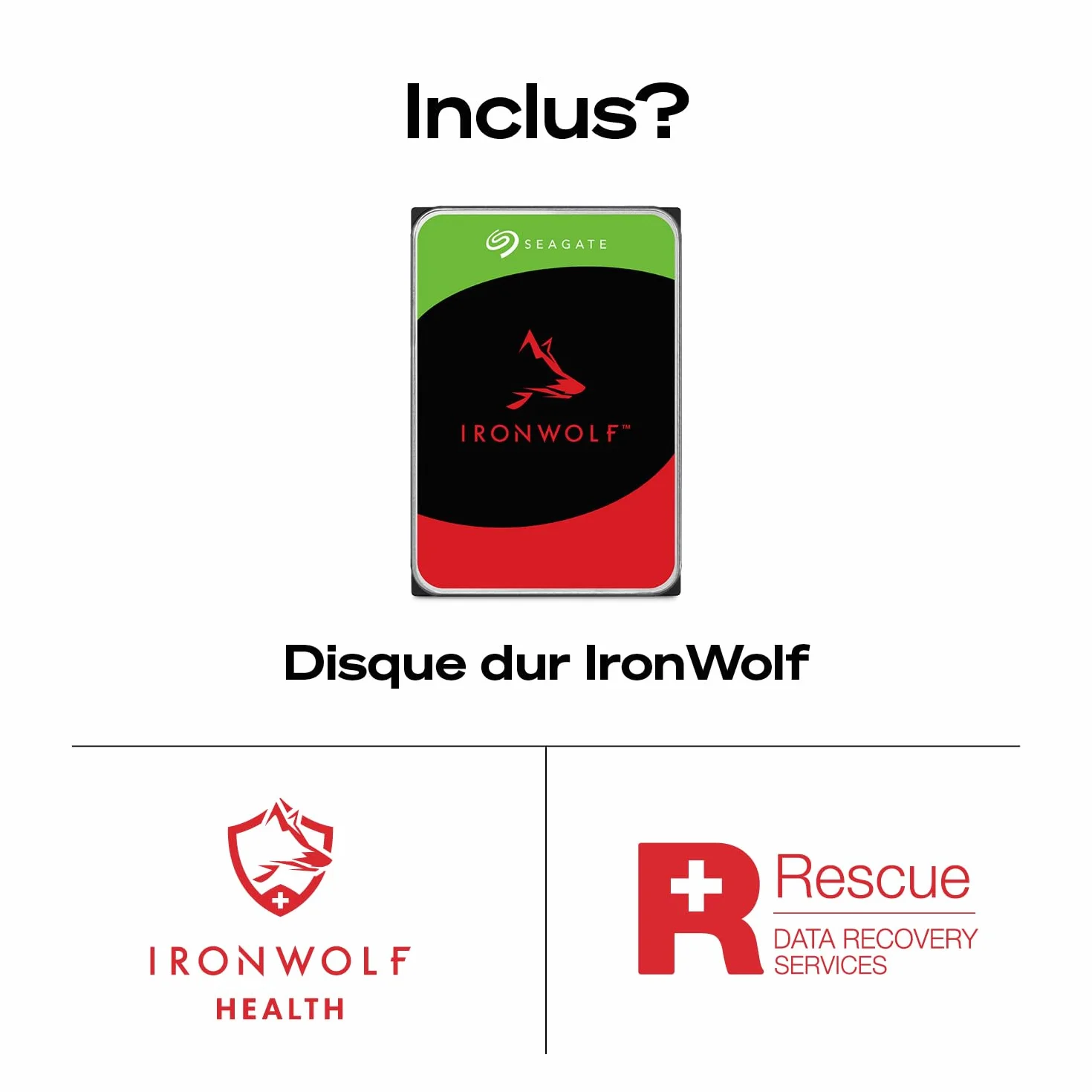 Seagate IronWolf 4To Disque dur interne NAS HDD 3.5 Pouces SATA 6Goit/s 5400 tr/min 64 Mo Cache pour RAID