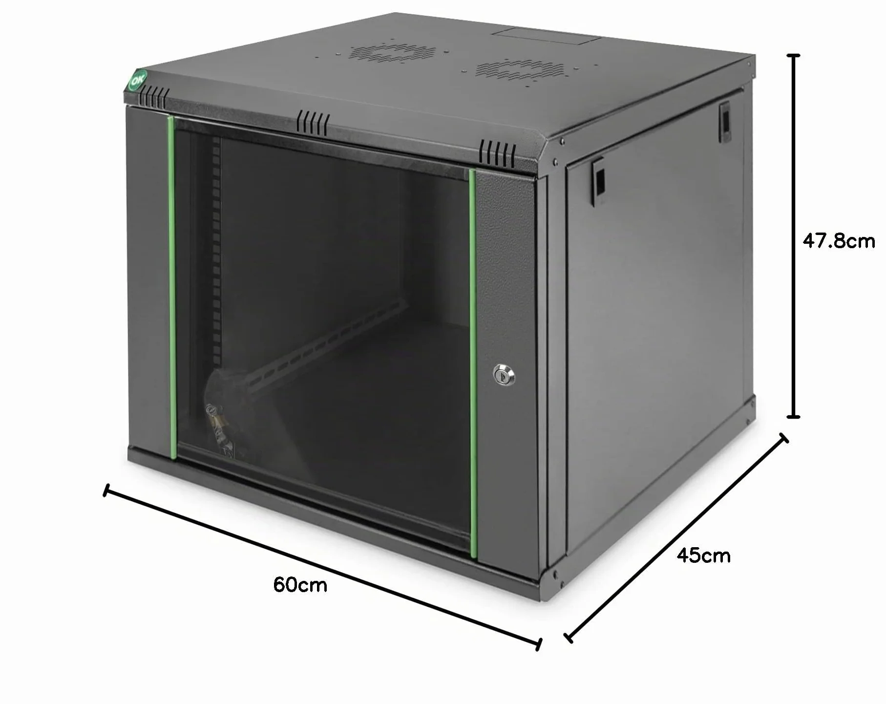 DIGITUS Armoire réseau Rack 19 Pouces 9UH Montage Mural 60kg Noir