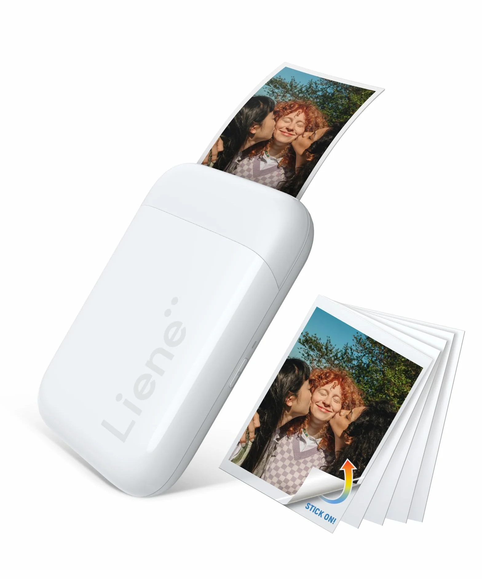 Liene Pearl K100 Mini Imprimante Photo Portable Bluetooth 5.0 Zink Papiers Adhésifs Blanc
