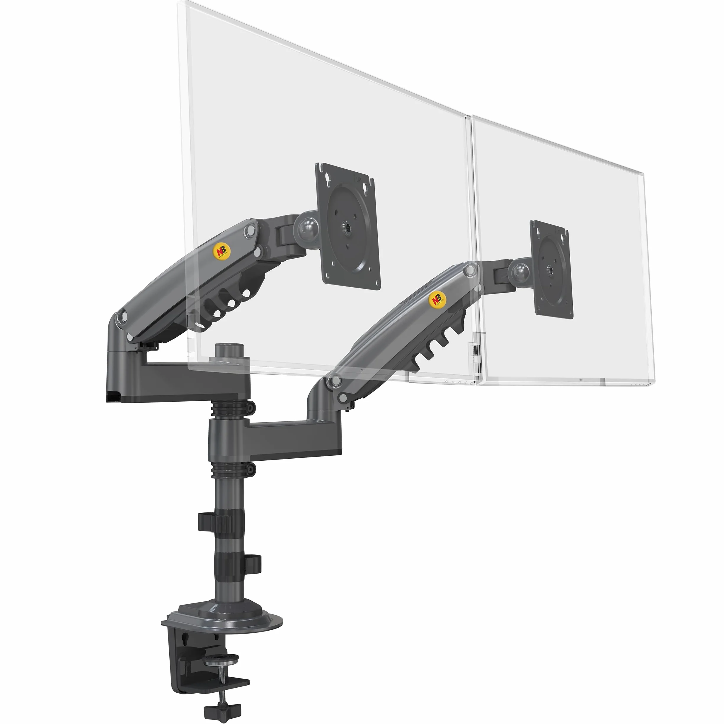 Support bureautique avec Ressort à gaz pour Deux écrans LCD 17″ – 27″ (43 cm – 69 cm) jusqu’à 9 kg