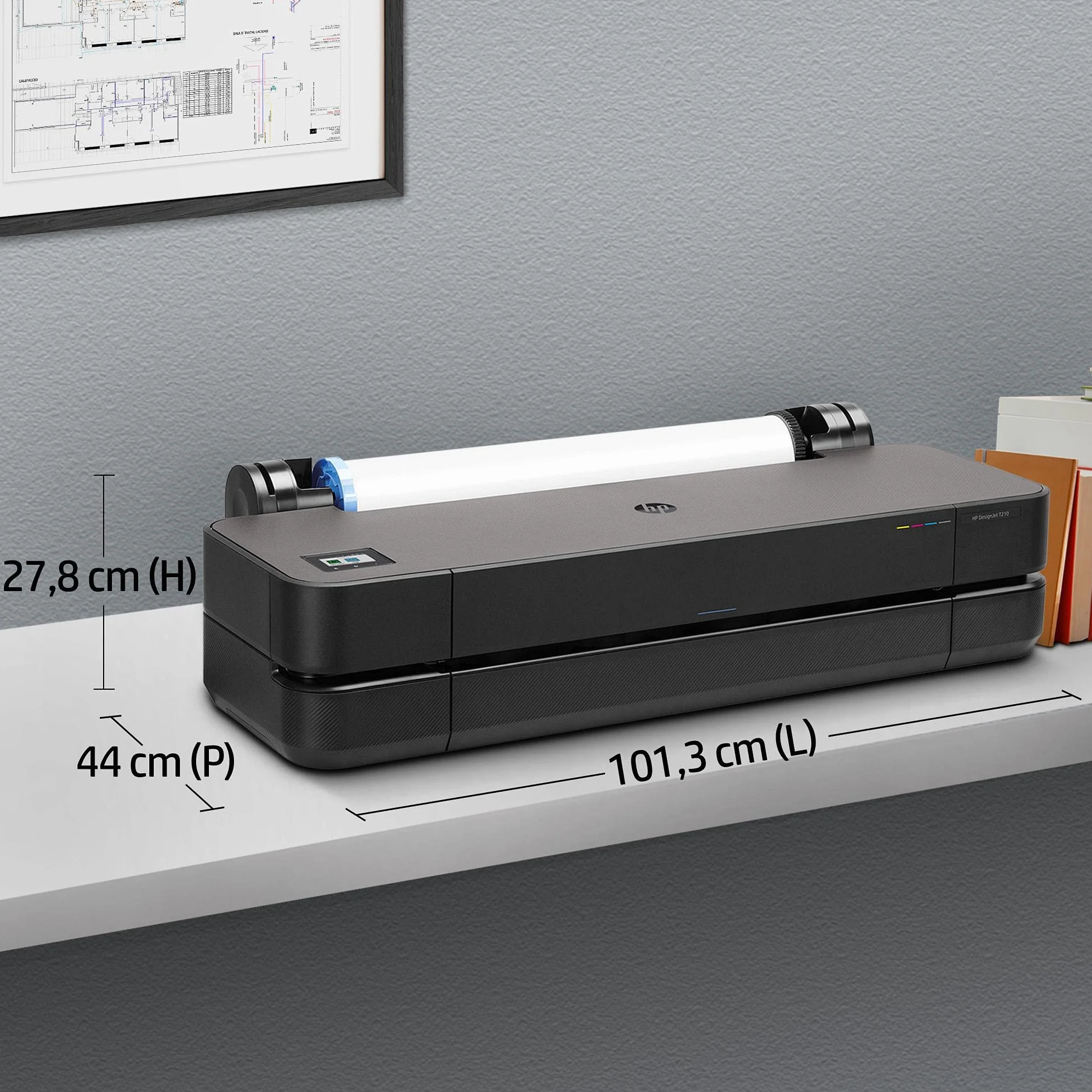 HP DesignJet T230 Imprimante Grand Format 24 Pouces A1, Wi-Fi, Gigabit Ethernet, USB 2.0, Noir
