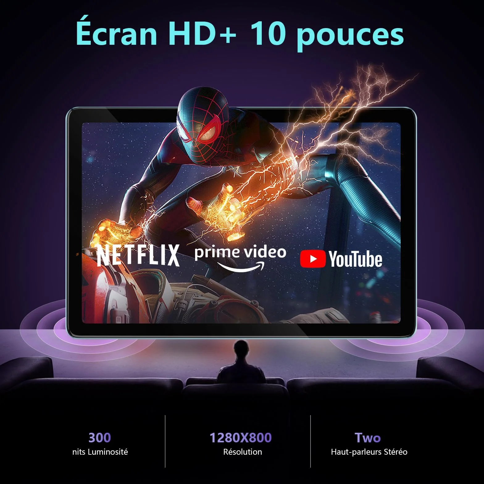 Tablette 10 Pouces Android 15 20Go RAM 128Go ROM 8580 mAh Batterie Octo-Cœur 5G WiFi Tactile 5+13MP Caméra Bluetooth Bleu