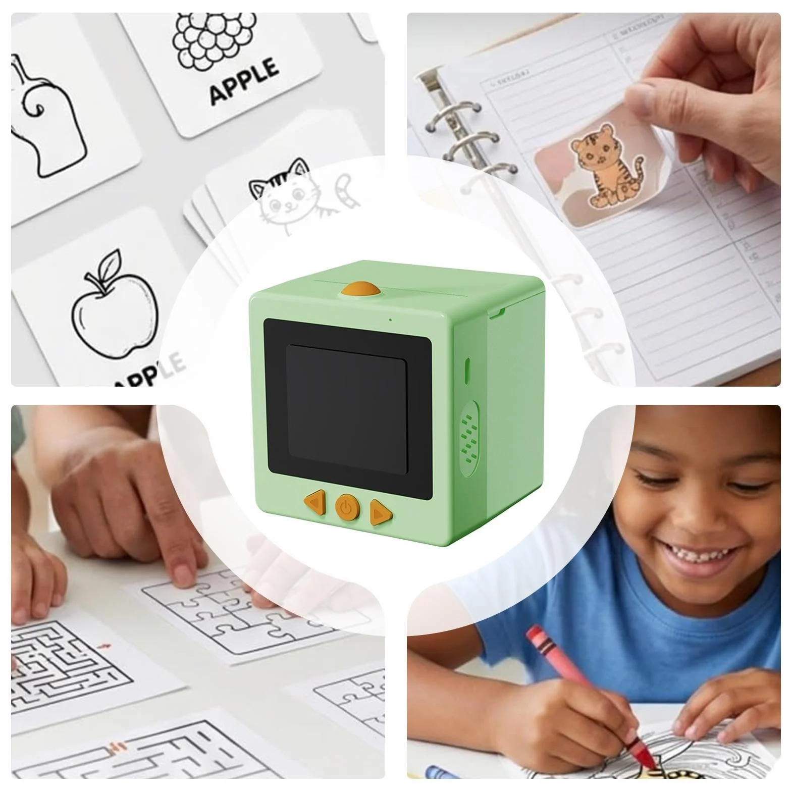 AI Sticker Box Printer, Smart Voice Sticker Maker Mini Imprimante D'Étiquettes Thermique avec Écran, Machine Portable sans Encre