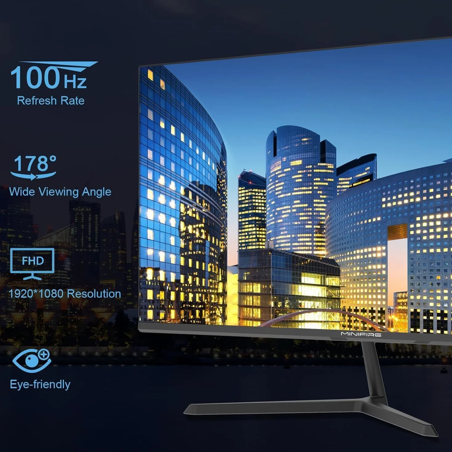 Minifire Écran PC 24 Pouces FHD 100Hz Adaptive-Sync USB-C HDMI 1.4 MF24X3AL