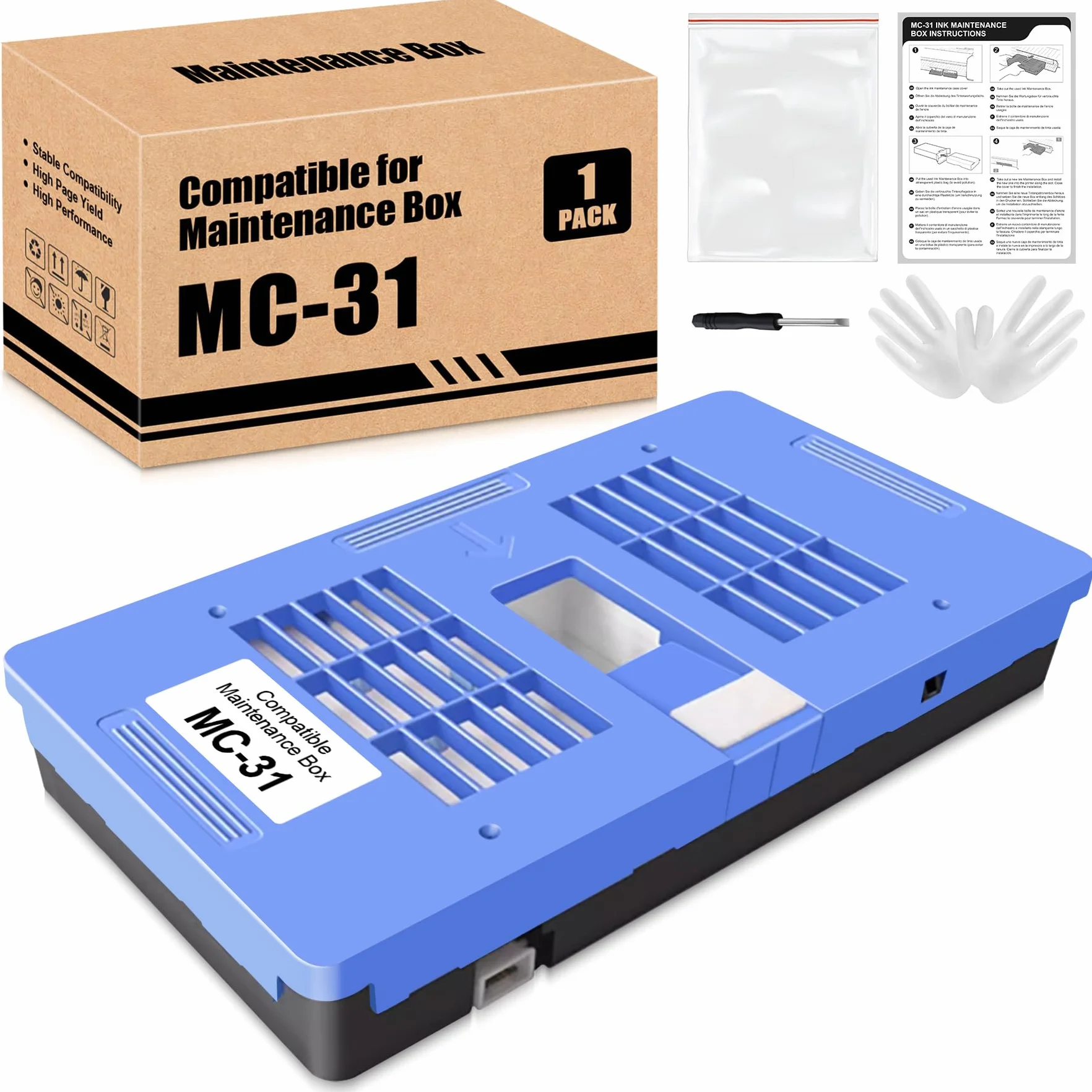 Cartouche d'entretien MC-31 MC31 compatible CANON imagePROGRAF Ta-20 Ta-30 TM-200 TM-205 TM-300 TM-305 TM-5200 TM-5205 TM-5300 TM-5305 TM-5400 TM-54100 Imprimante (1 paquet)