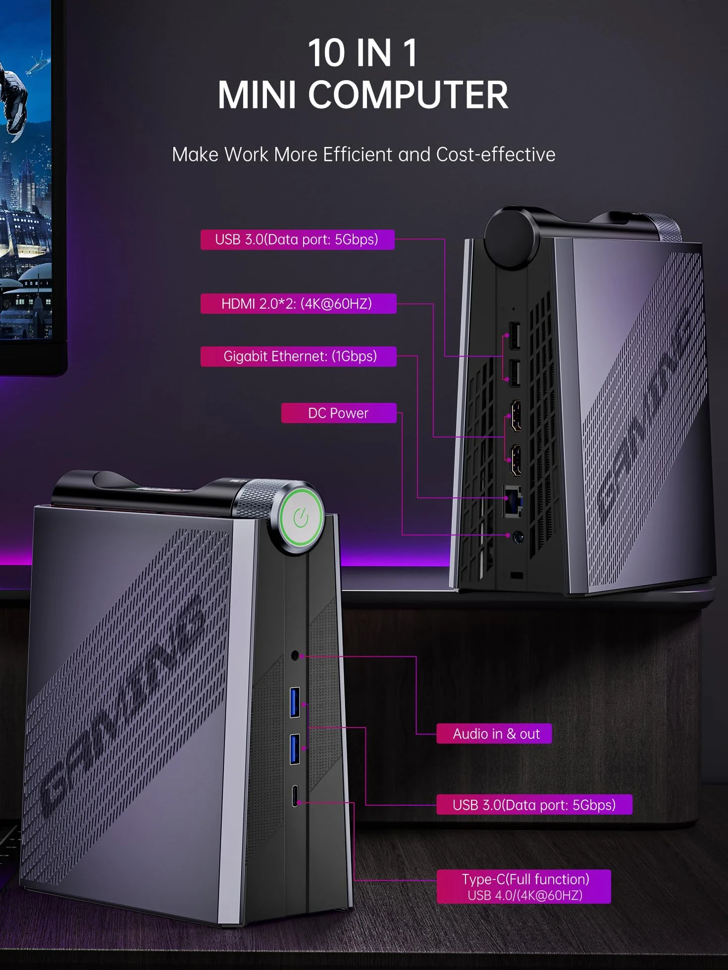 ACEMAGICIAN Mini PC AMD Ryzen 9 6900HX 16 Go DDR5 512 Go SSD AMD Radeon RX 680M WiFi 6