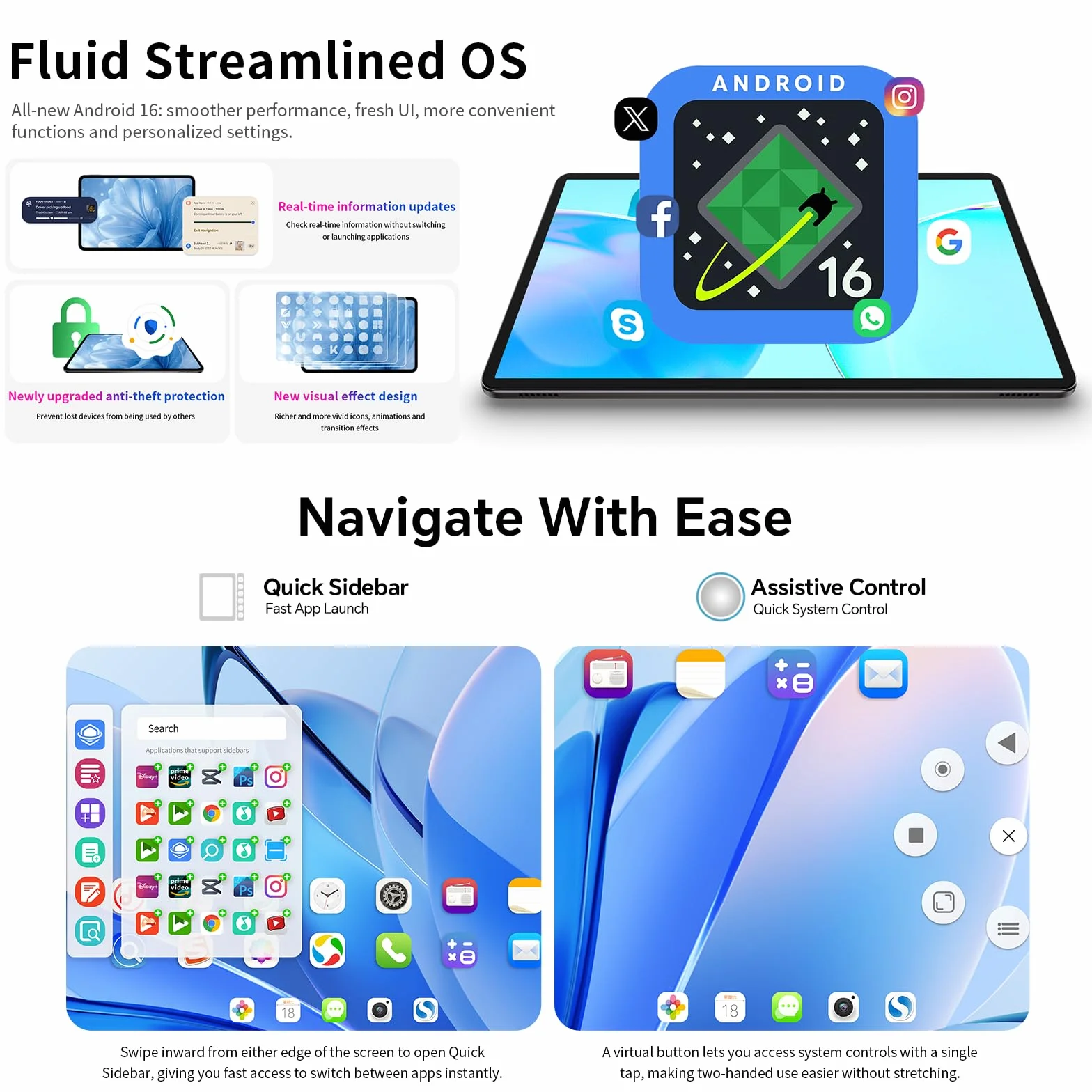 TECLAST T65 Tablette 13.4" Android 16 120Hz 256Go ROM 26Go RAM 4G LTE Dual SIM 5G WiFi GPS Widevine L1