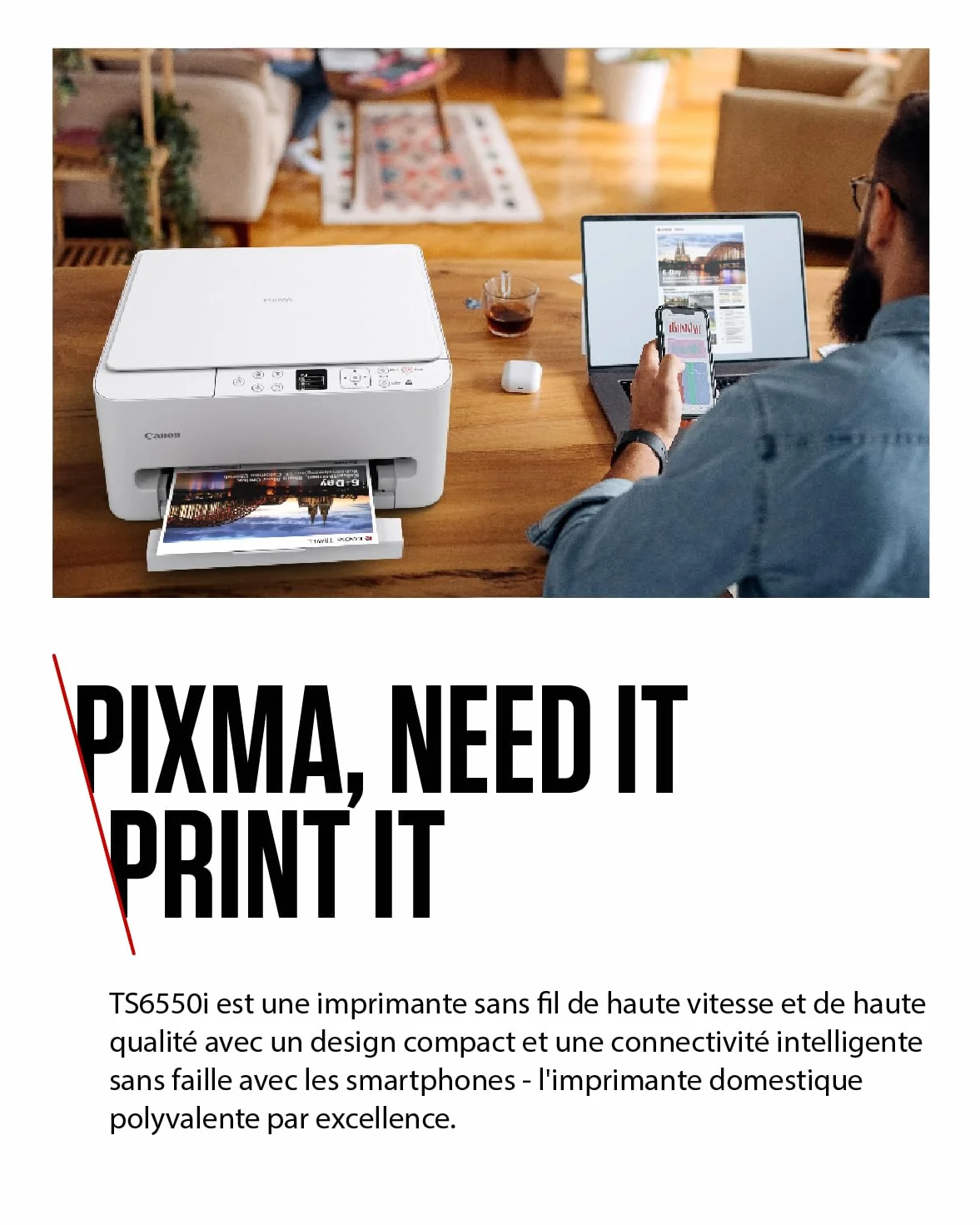 Canon PIXMA TS6550i Imprimante Jet d'Encre Multifonction Wi-Fi Recto Verso A4 10x15cm