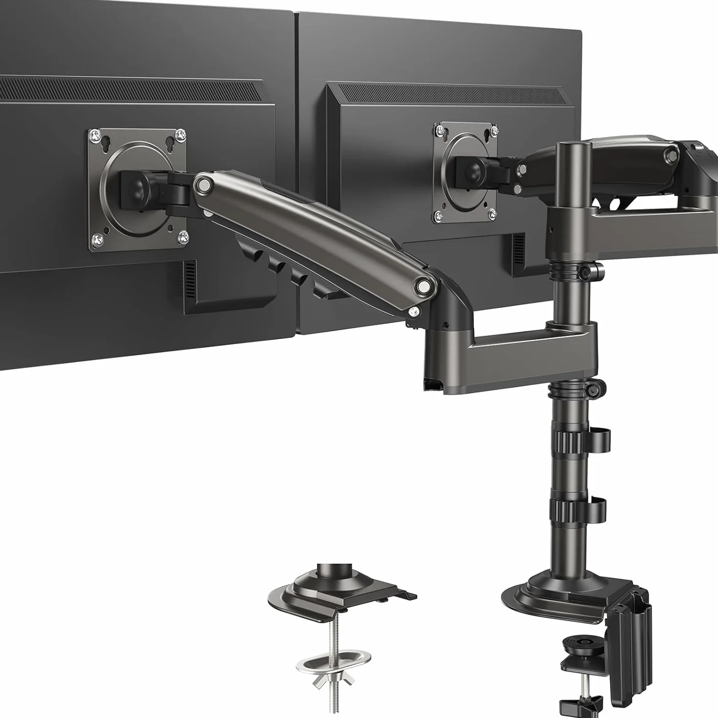HUANUO Support Écran PC 2 Écrans 13-32 Pouces, Bras Gaming Réglable en Hauteur, VESA 75x75/100x100mm