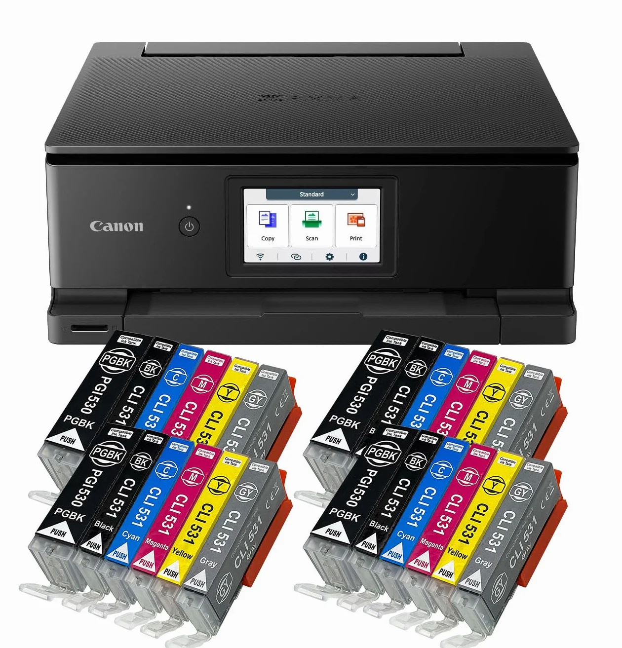 IC-Office TS8750 Imprimante jet d'encre multifonction 3 en 1 Noir + 24 cartouches XXL
