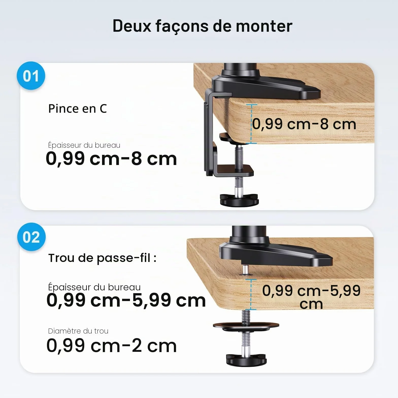 HUANUO Support d'écran PC 3 écrans 17-32 Pouces Inclinaison Pivot Montage Chaque Bras 8 kg Gaming