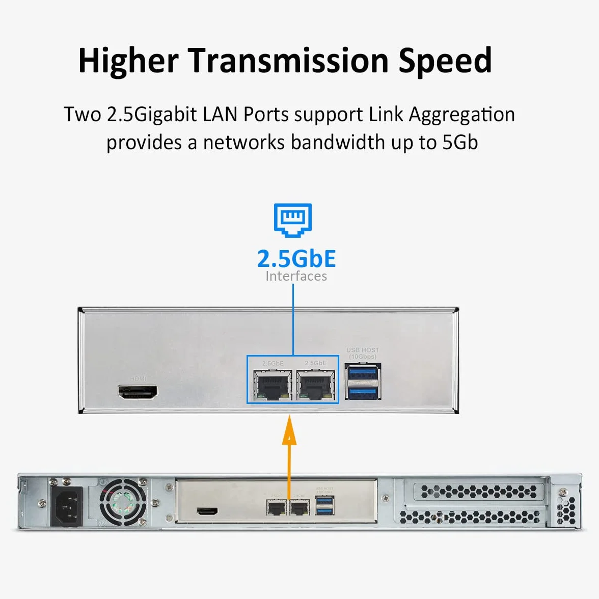 TERRAMASTER U4-423 2.5GbE NAS Rackmount 1U 4-Bay High Performance pour SMB avec N5105/5095 Quad-Core CPU, 4GB DDR4 Memory, 2.5GbE Port x 2, Network Storage Server (sans Disque)
