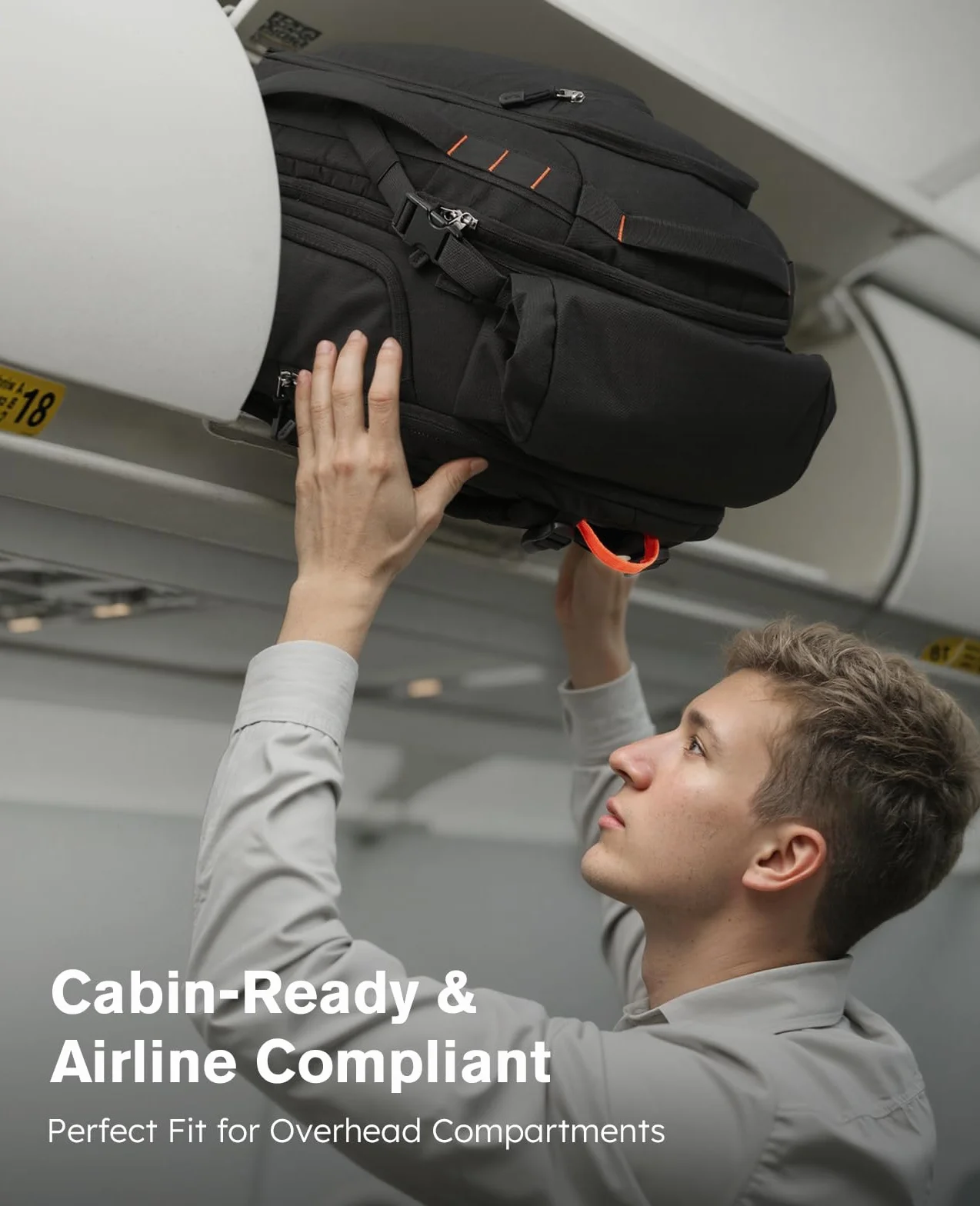 Tolaccea Sac à Dos Voyage Cabine Avion 40L-55L Grand Sac à Dos Roll-Top PC 17,3" Imperméable TSA Antivol