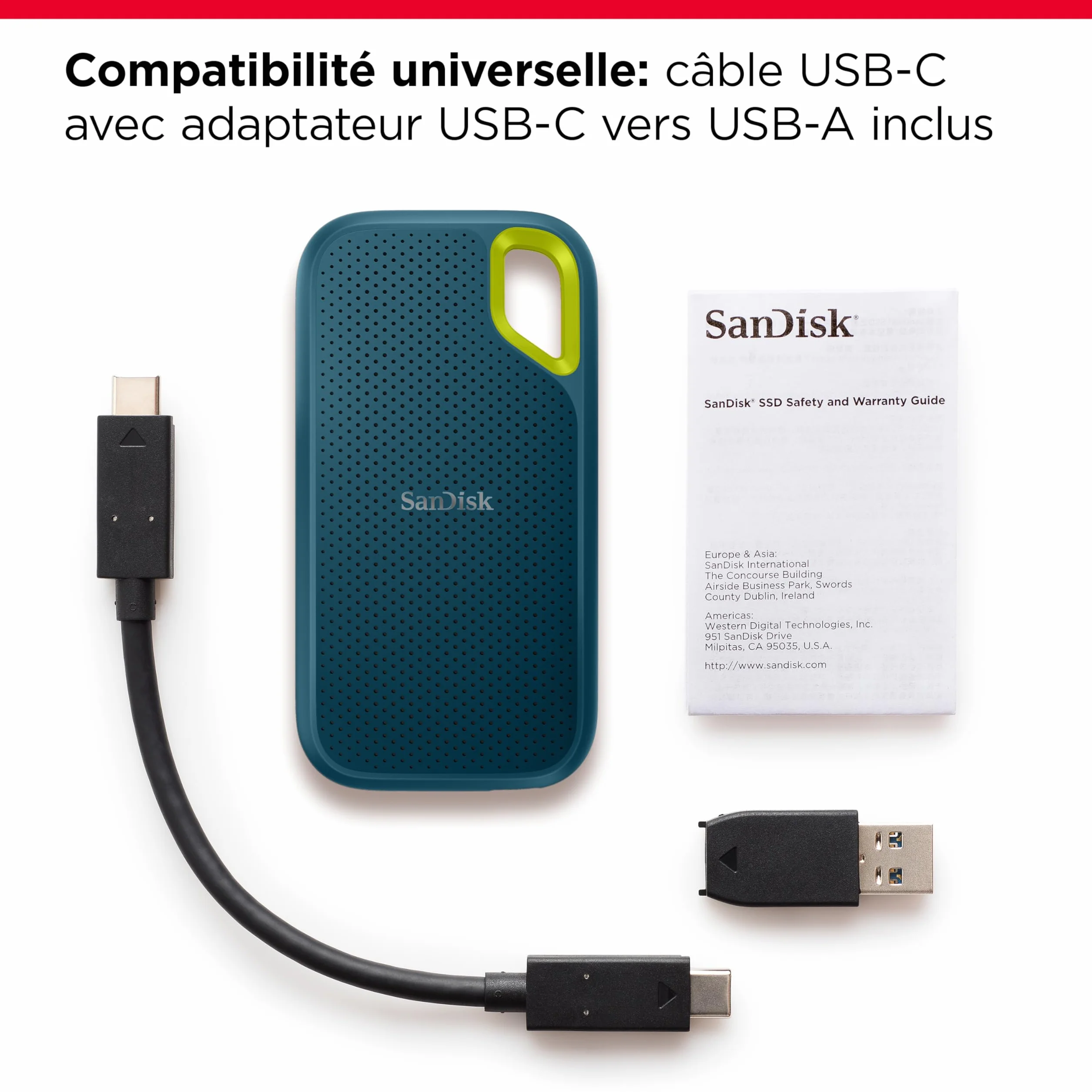 SanDisk Extreme 1To Disque SSD Externe Portable NVMe IP65 1050Mo/s