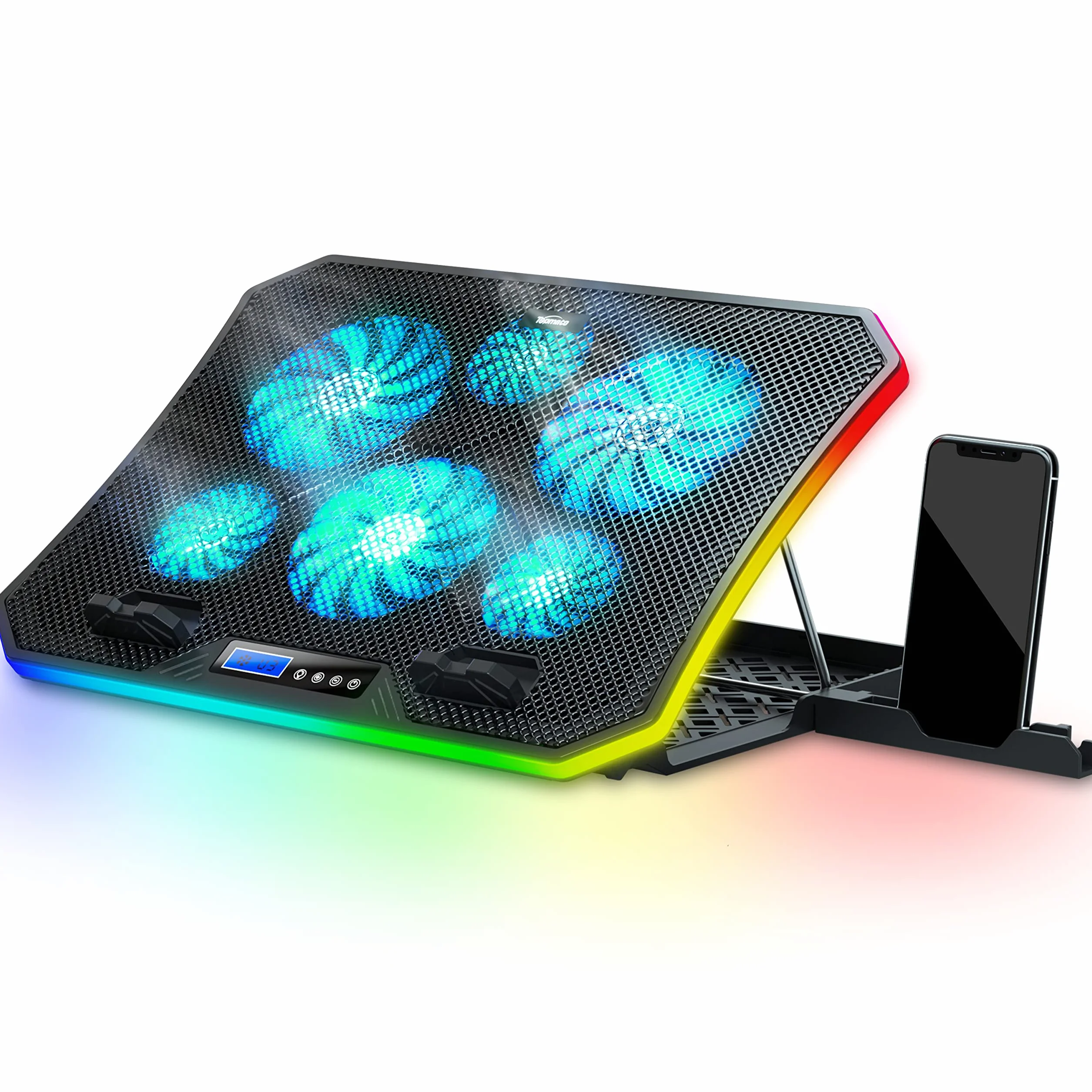 TopMate C12 Ventilateur PC Portable RGB 15,6-17,3" Support Refroidissement 6 Ventilateurs Réglable