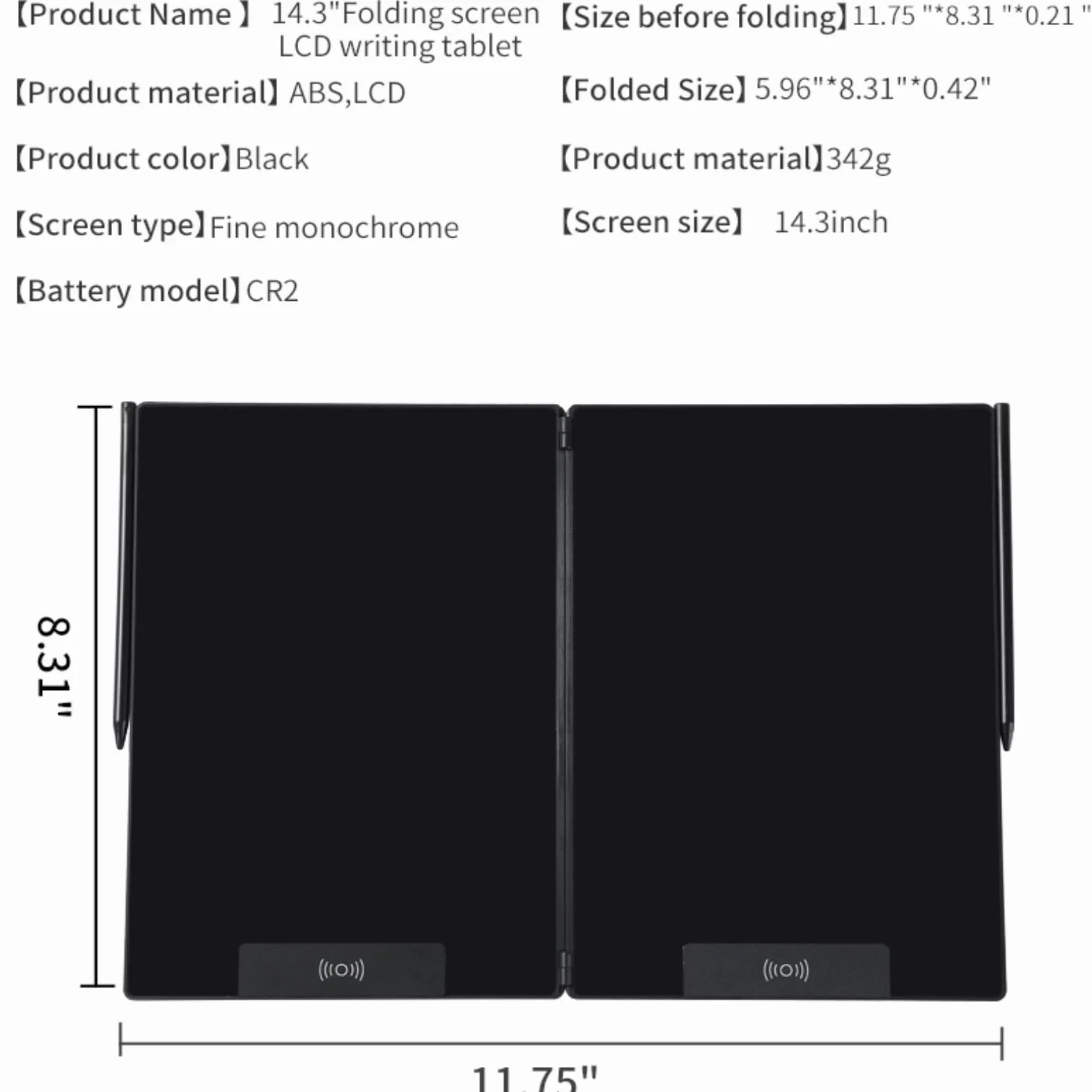 EMEBAY Tablette d'écriture LCD 14.3" Pliant Ultra Mince Bloc-Notes numérique effaçable