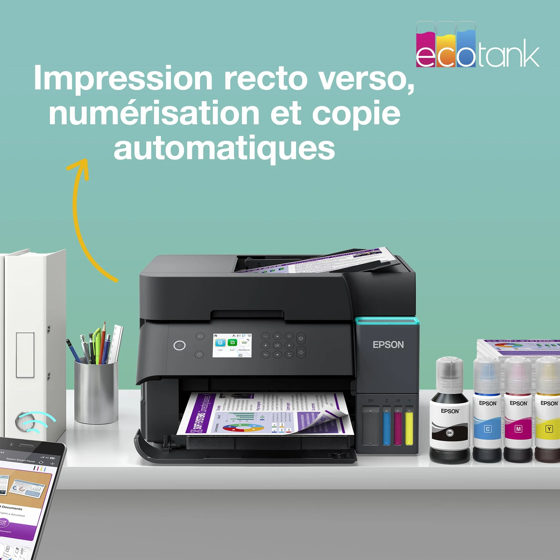 Epson EcoTank ET-3950 Imprimante Multifonction A4 Wi-Fi Recto Verso Auto Écran LCD ADF 35 Feuilles