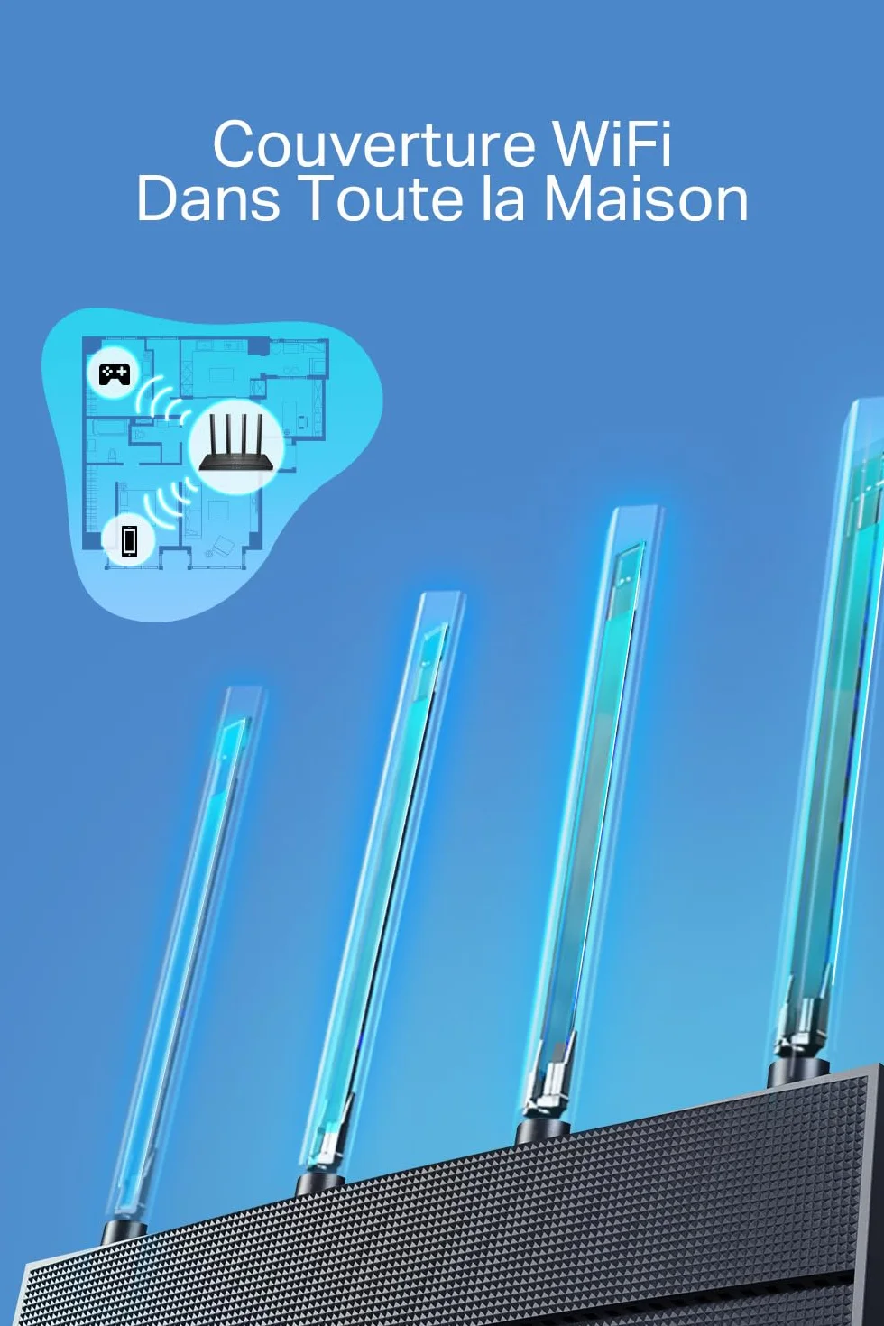 TP-Link Archer AX18 Routeur WiFi 6 AX 1500 Mbps bi-Bande, 4 Ports Gigabit, 4 antennes, WPA3, EasyMesh
