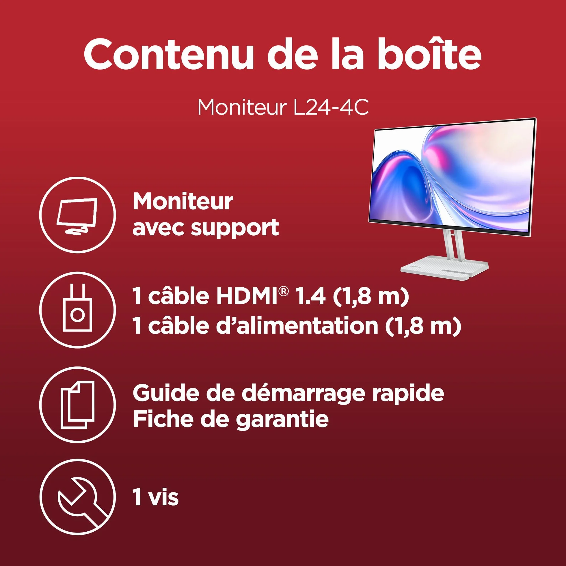 Lenovo L24-4C Écran 23.8'' FHD IPS 144 Hz 1 ms VGA HDMI Gris