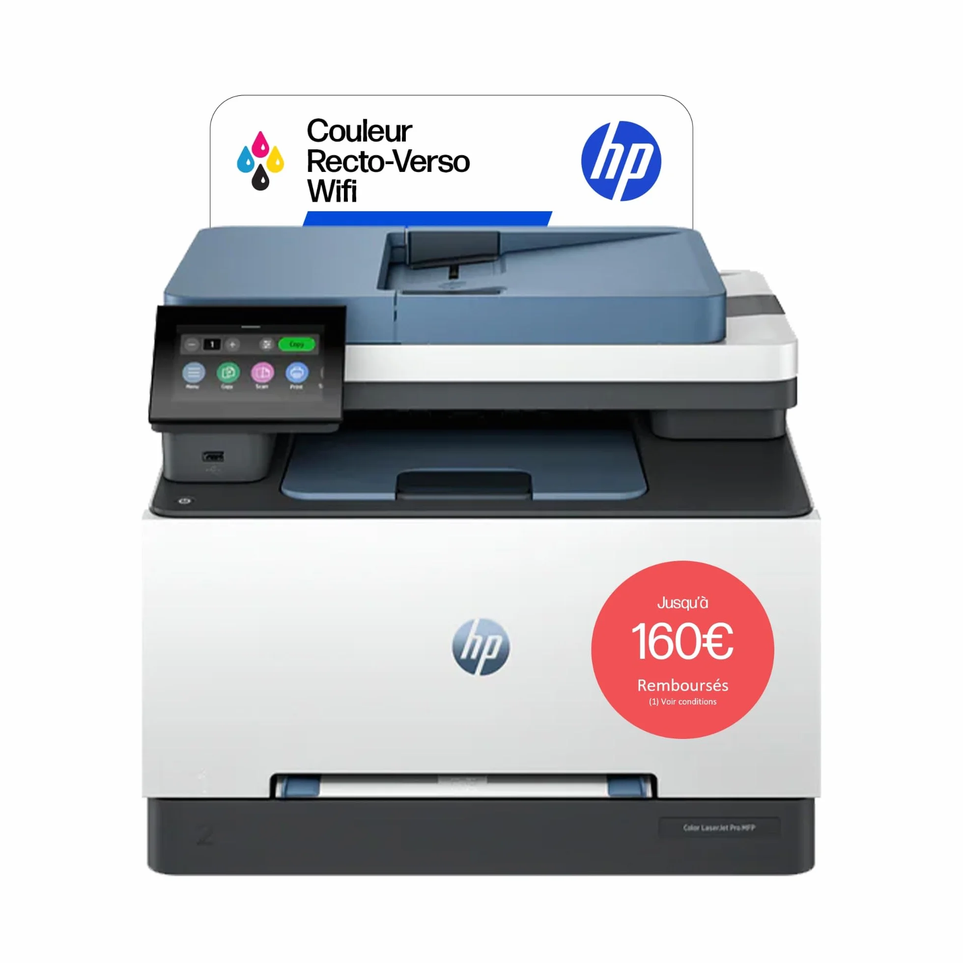 HP Color LaserJet Pro 3302fdw Imprimante Multifonction A4 Recto/Verso Automatique Couleur 25 ppm USB Wi-Fi Fax Copie ADF Bleue