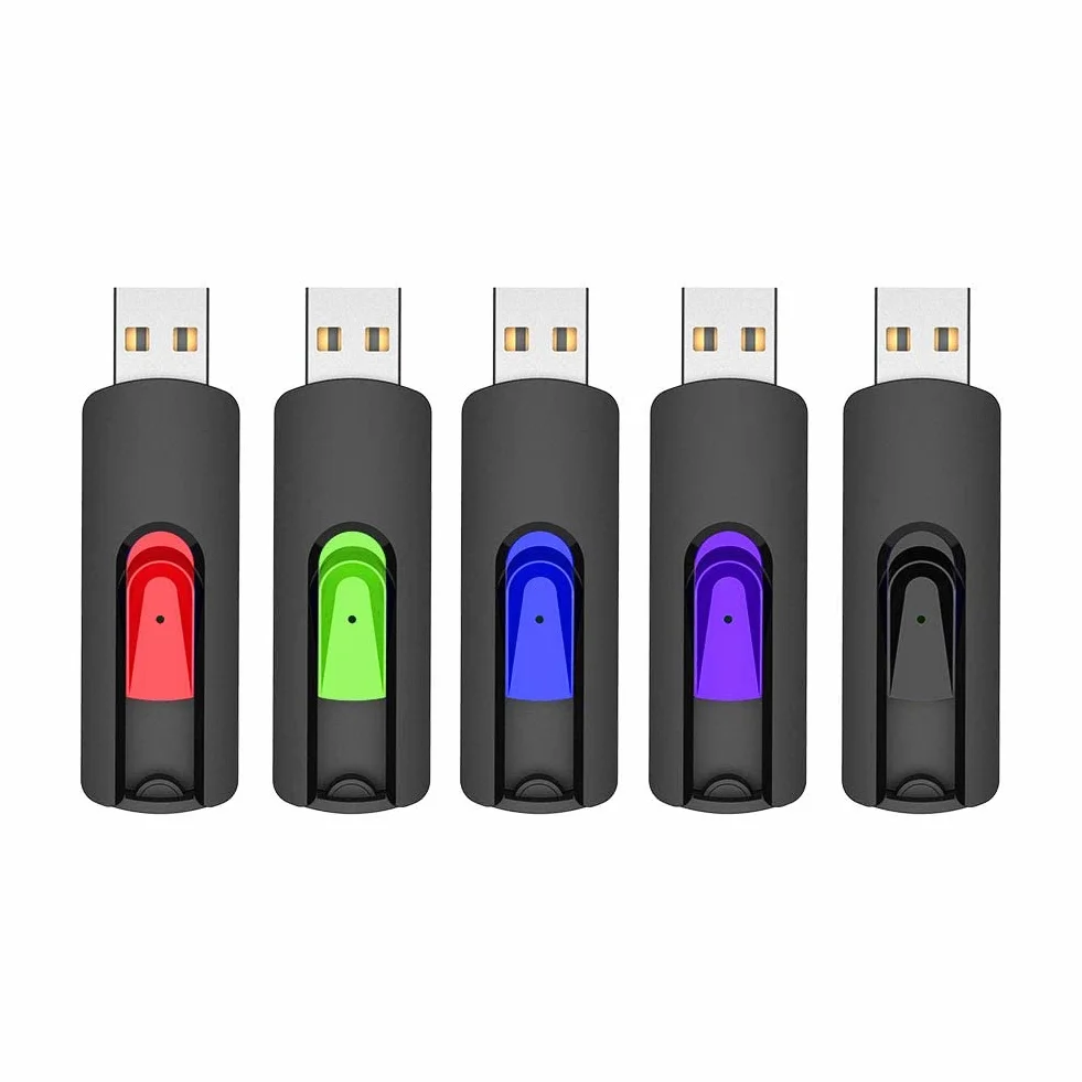 Vansuny Clé USB 2.0 64Go Lot de 5 Rétractable LED