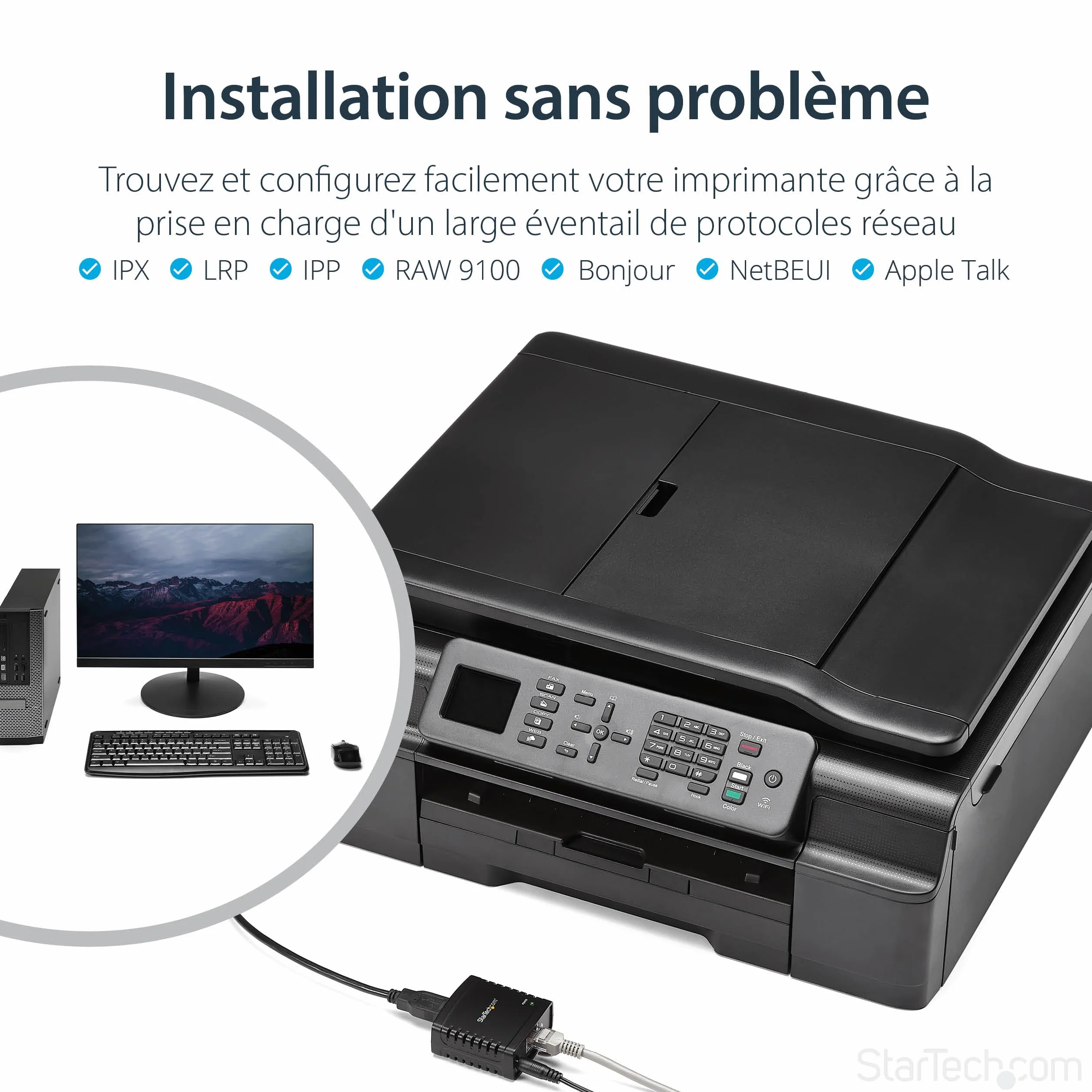 StarTech.com Serveur d'impression LPR réseau 10/100 Mb/s USB 2.0 PM1115U2