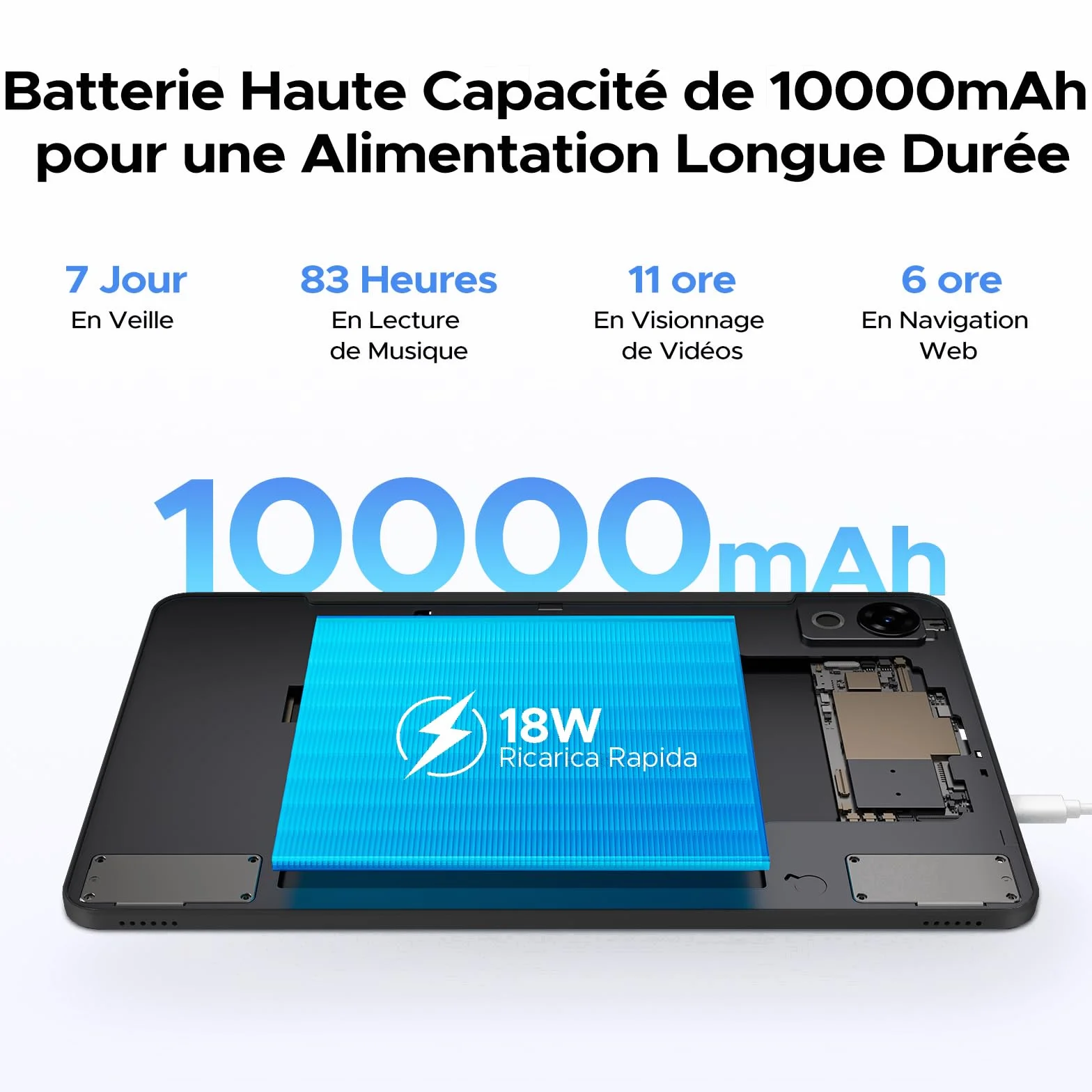 Tablette 12 Pouces Android 16, 48Go RAM+128Go ROM, T7280 Octa-Core, IPS 2.4K 120Hz, 10000mAh, WiFi5, Clavier Inclus