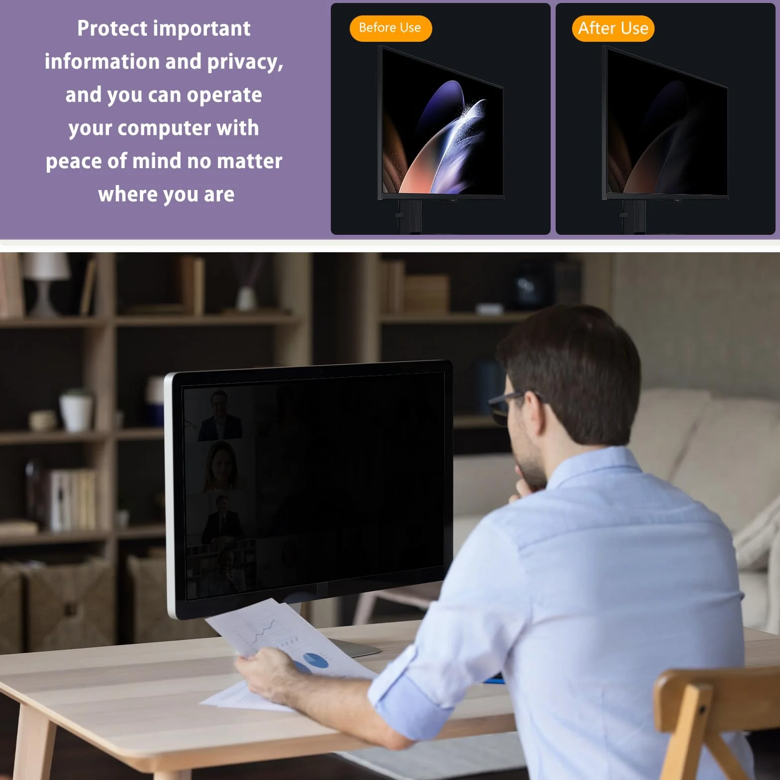 Filtre de Confidentialité 18.5 Pouces, Film Protecteur d'Écran Anti Espion, Anti-Lumière Bleue pour Moniteur 18.5" 16:9
