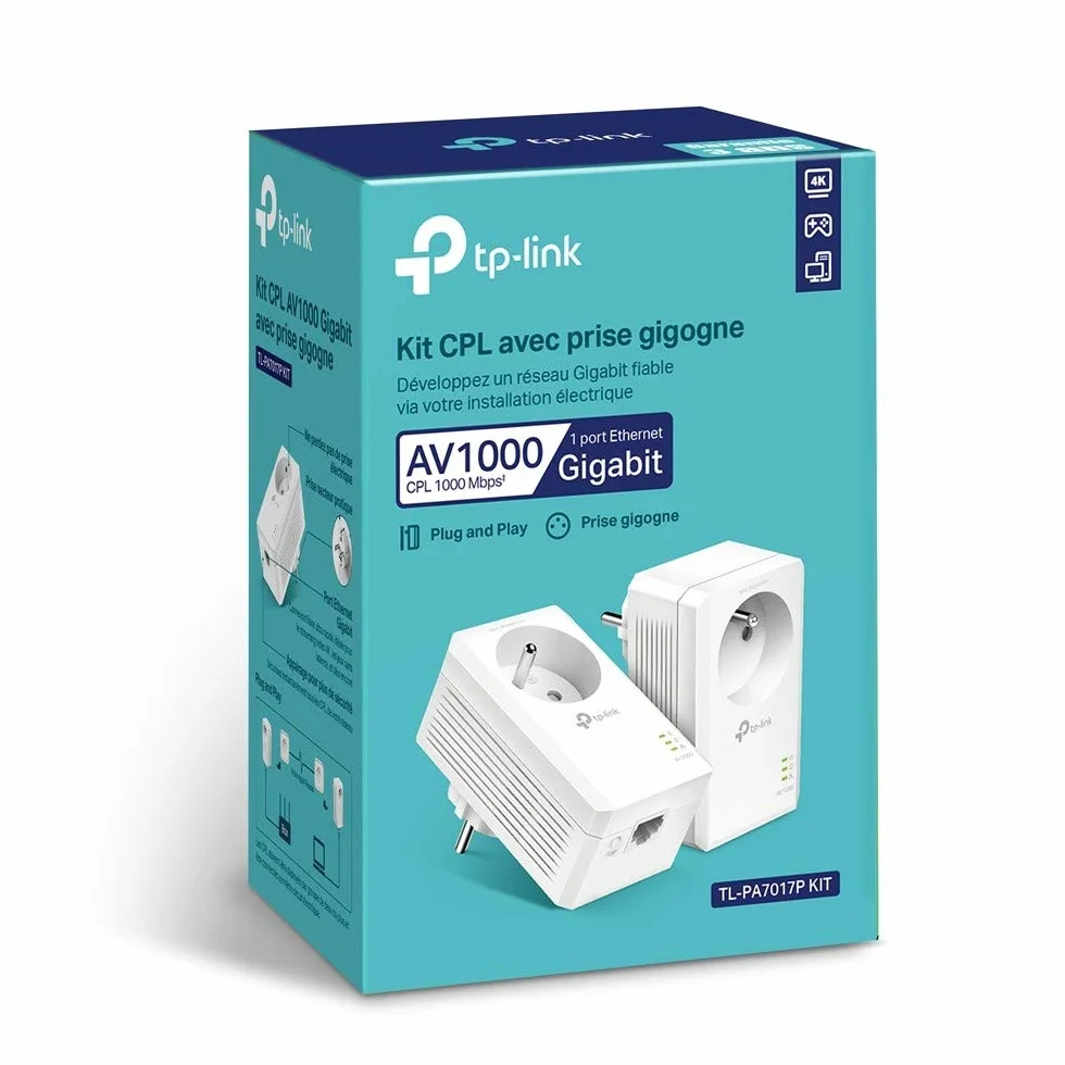 TP-Link CPL TL-PA7017P KIT 1000 Mbps Gigabit Prise Intégrée Pack de 2