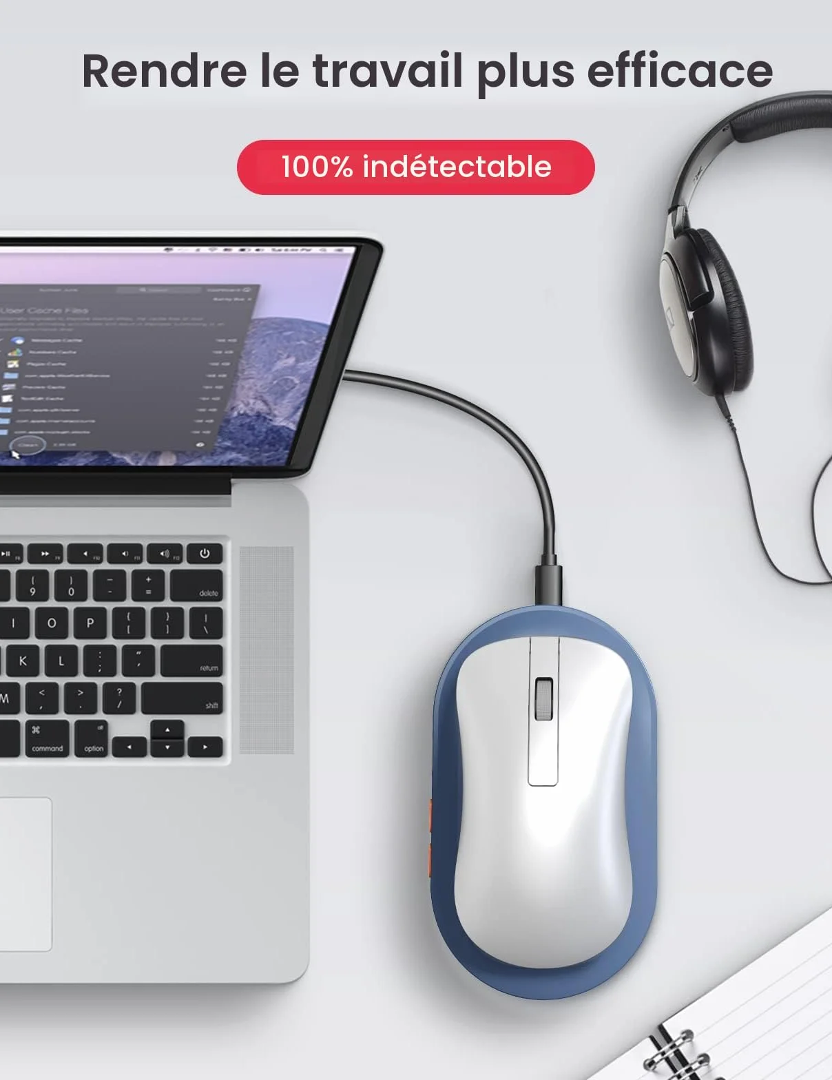 VAYDEER Souris Jiggler Silencieux Indétectable - Minuterie Intervalle Ajustable Ultra-Mince