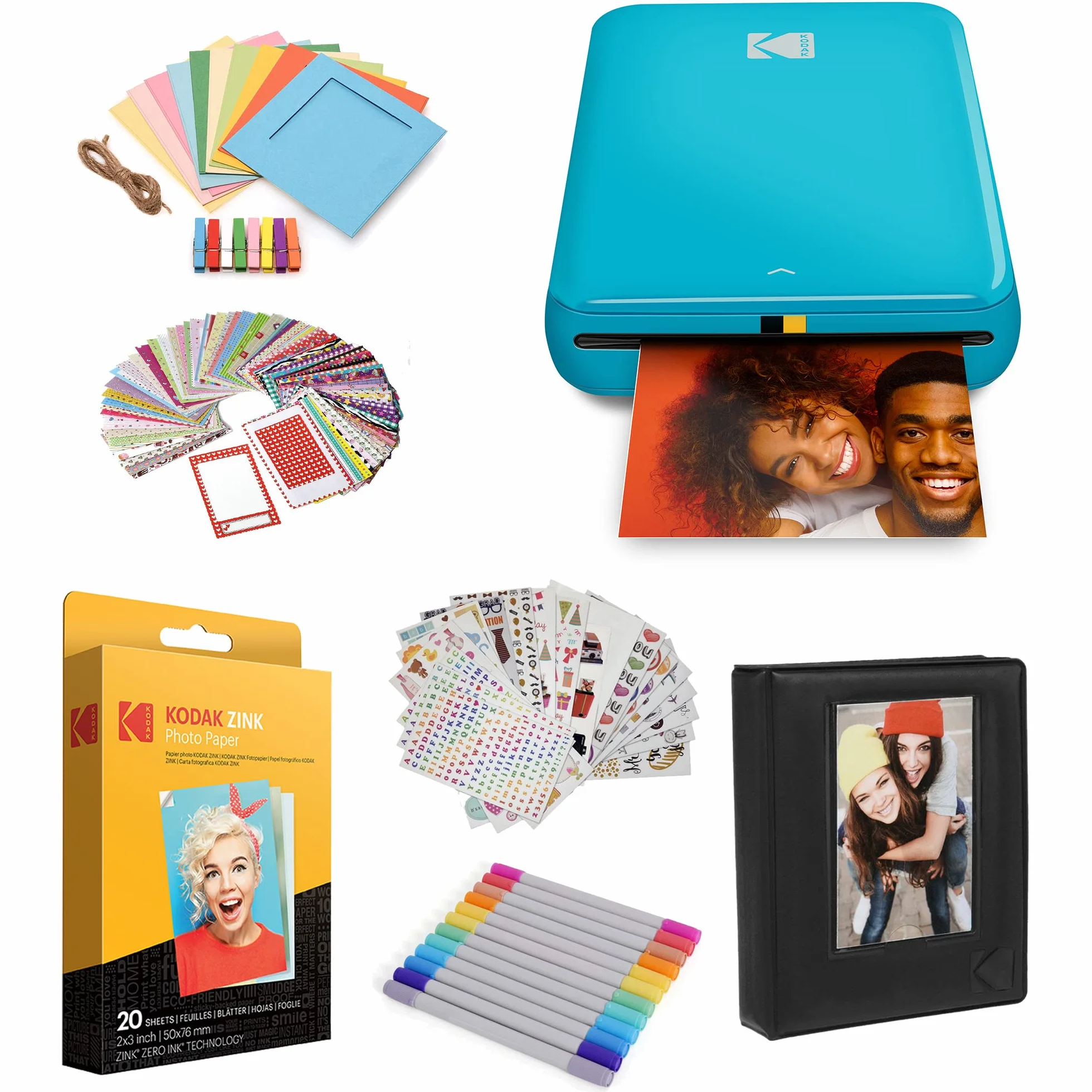 KODAK Step Imprimante photo mobile sans fil Zinc Bleu Pack cadeau 2x3
