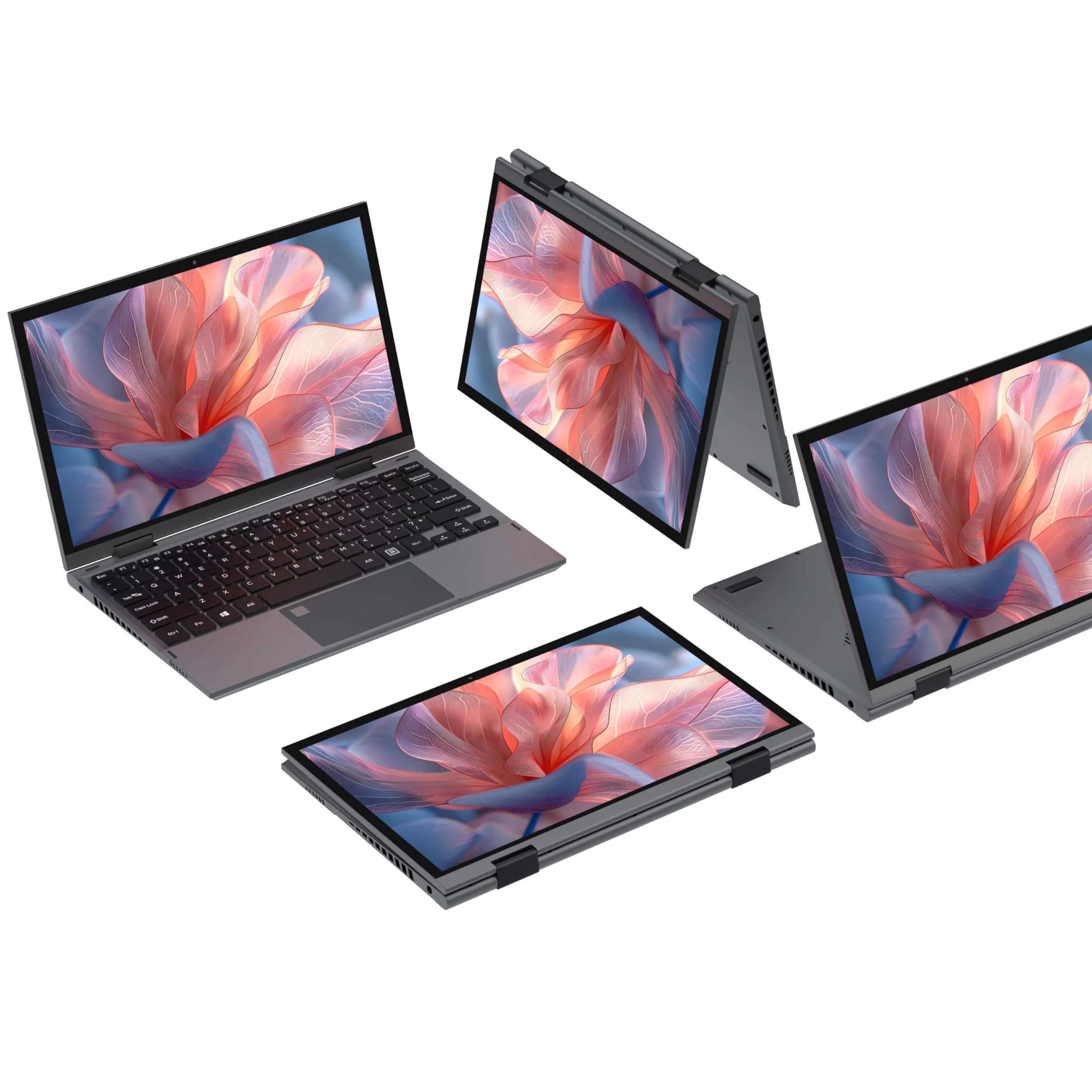 Amita PC Portable Convertible 11 Pouces Tactile 2-en-1 FHD N95 12 Gén 16 Go RAM DDR5 M.2 SSD Écran Pivotant 360° Clavier Rétroéclairé TypeC 450 Go