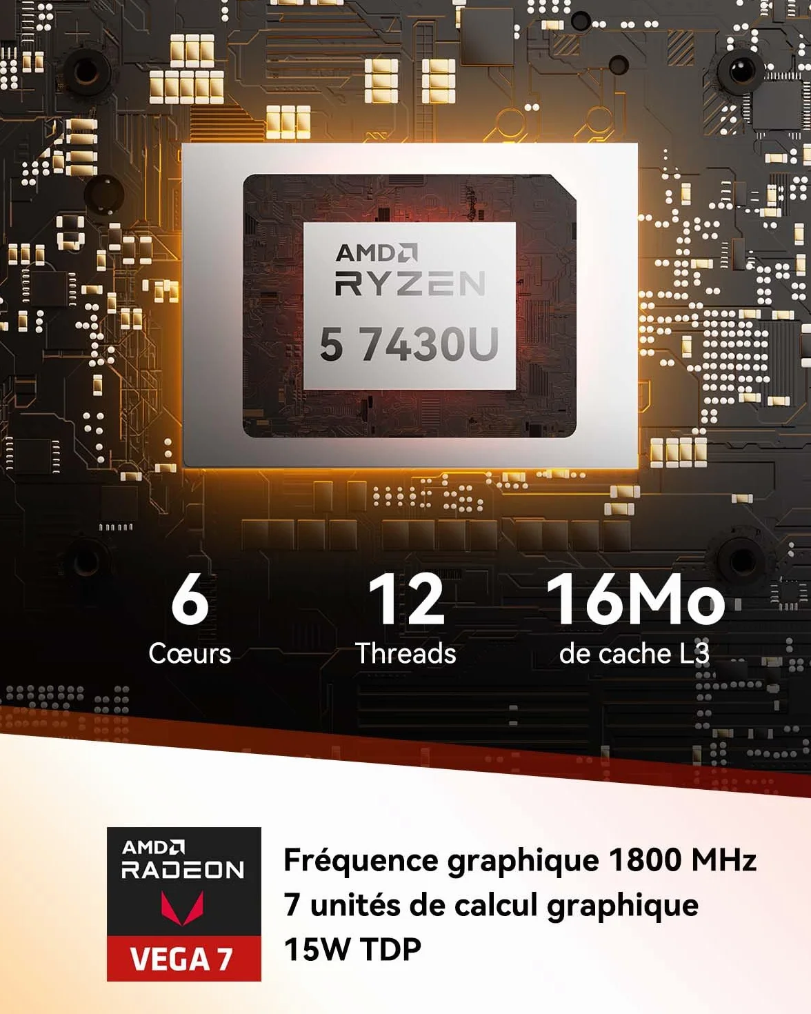 GEEKOM A5 Mini PC AMD Ryzen 5 7430U 512Go SSD 16Go RAM Windows 11 Pro