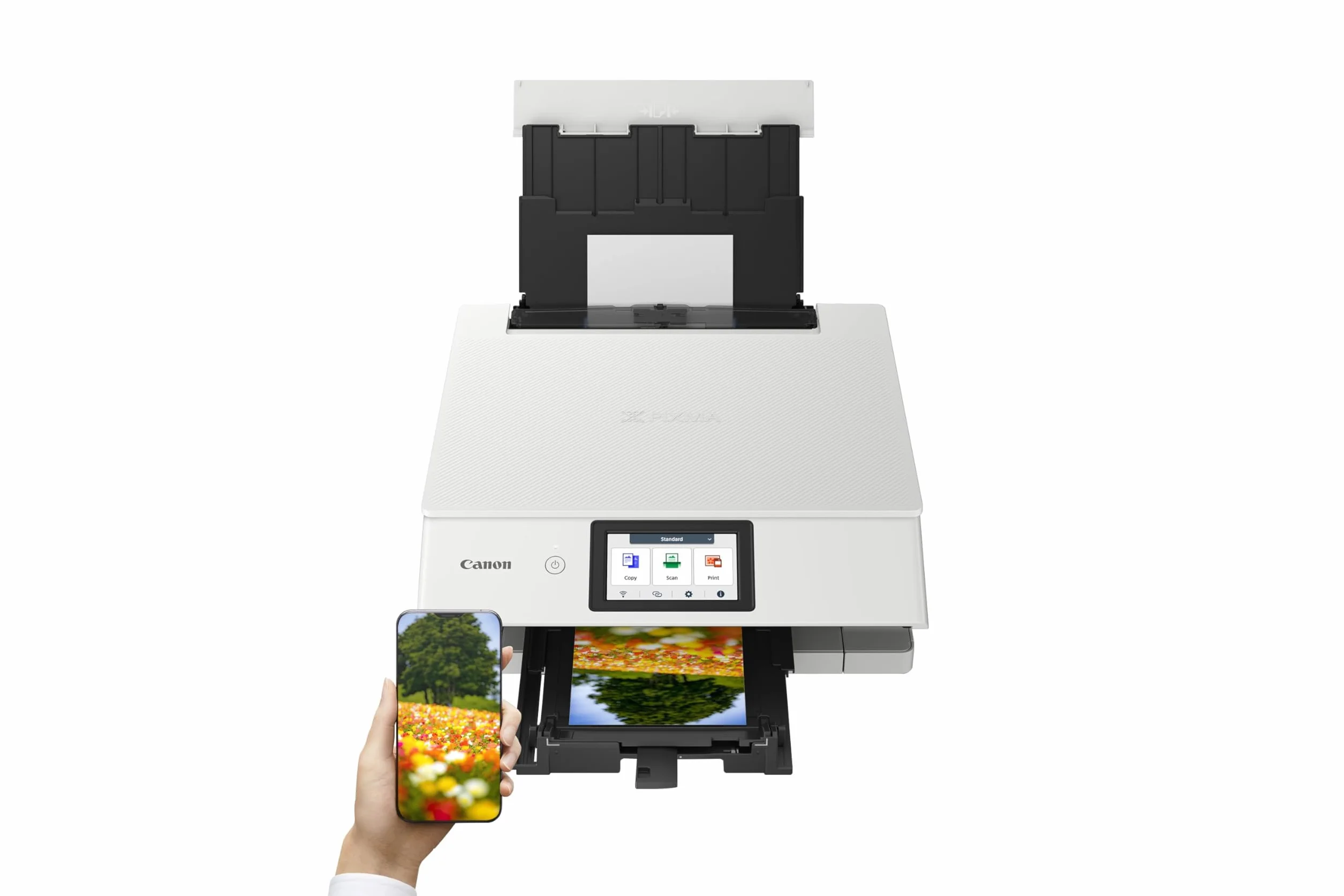 Canon PIXMA TS8751 Imprimante Multifonction Jet d'encre Couleur WiFi Recto-Verso Scanner 6 Cartouches Blanc