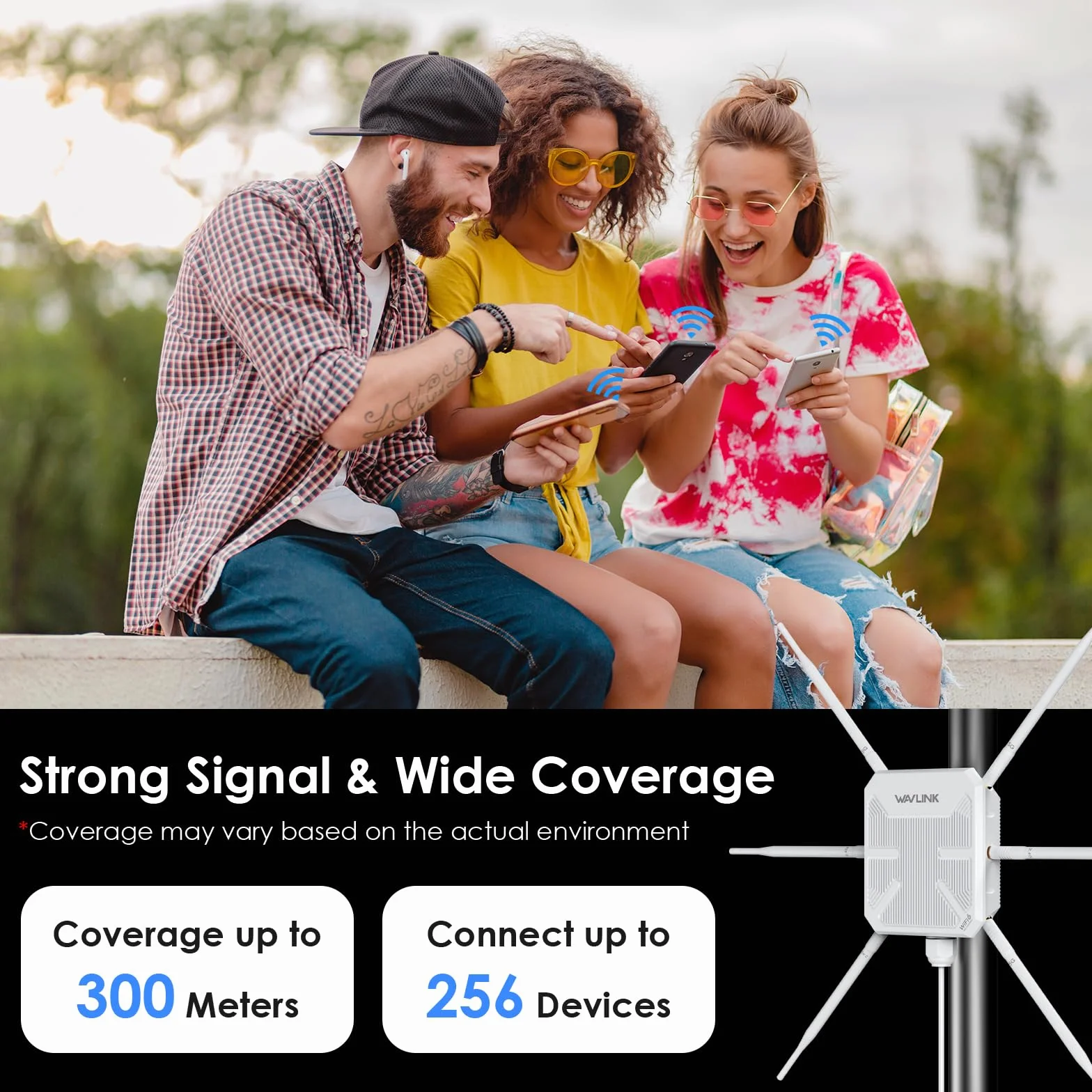 Répéteur WiFi Extérieur Wavlink AX3000 WiFi 6 Antenne 360° Longue Portée Mesh PoE IP67