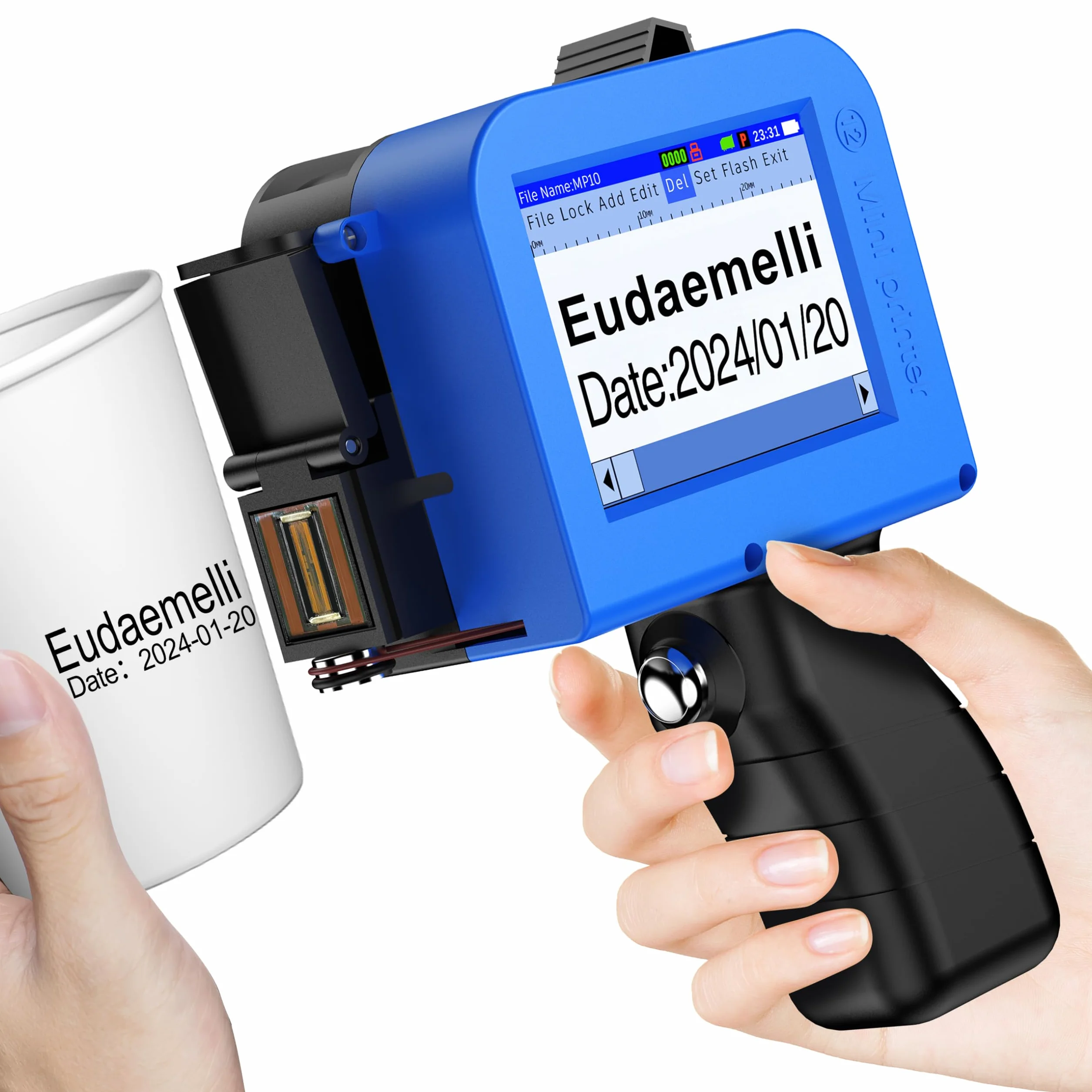 Imprimante à Jet d'encre Portable MINI127 - Mini Jet d'encre Industriel pour Texte, Logo, Code QR, Code-Barres, Date, Numéro de Lot, Série sur Carton, Métal, Plastique, Céramique (2-12,7 mm)